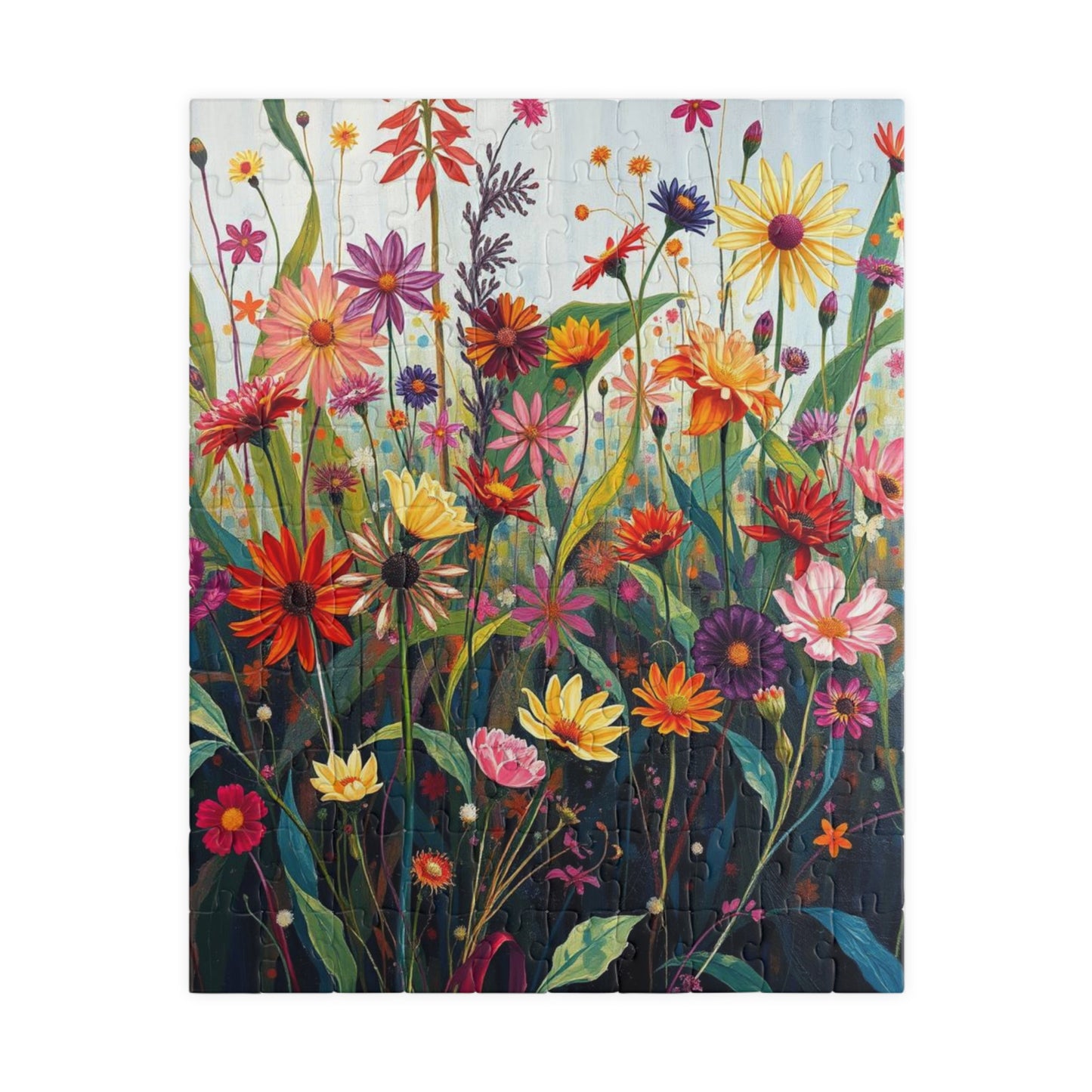 Floral Wildflower Jigsaw Puzzle, Vibrant Garden Scene, Family Activity, Gift for Flower Lover, Home Entertainment Mindfulness Hobby 110 pcs (Vertical) Puzzle The Puzzle Chest