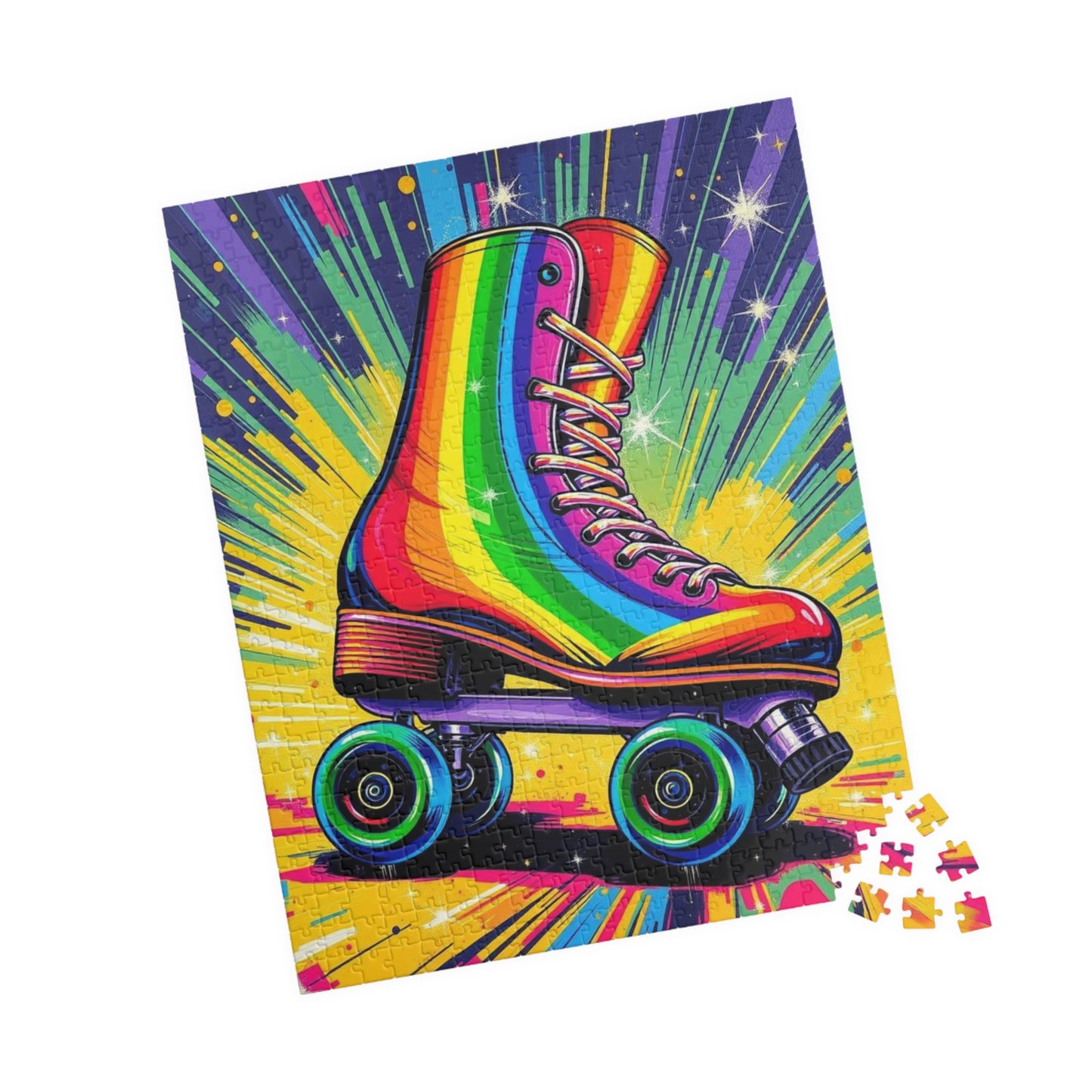Rainbow Roller Skate Puzzle, Pop Art Jigsaw Fun Family Game, Colorful Home Entertainment, Gift for Hobbyist Puzzle Enthusiast Puzzle The Puzzle Chest