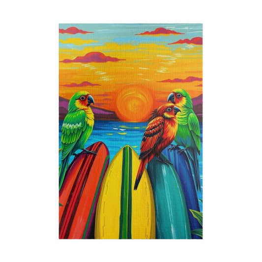 Colorful Surfing Parrots Puzzle, Vibrant Tropical Art Puzzle, Fun Family Activity, Best Gift for Nature Enthusiast, Bird Lover, Birdwatcher 1014 pcs (Vertical) Puzzle The Puzzle Chest