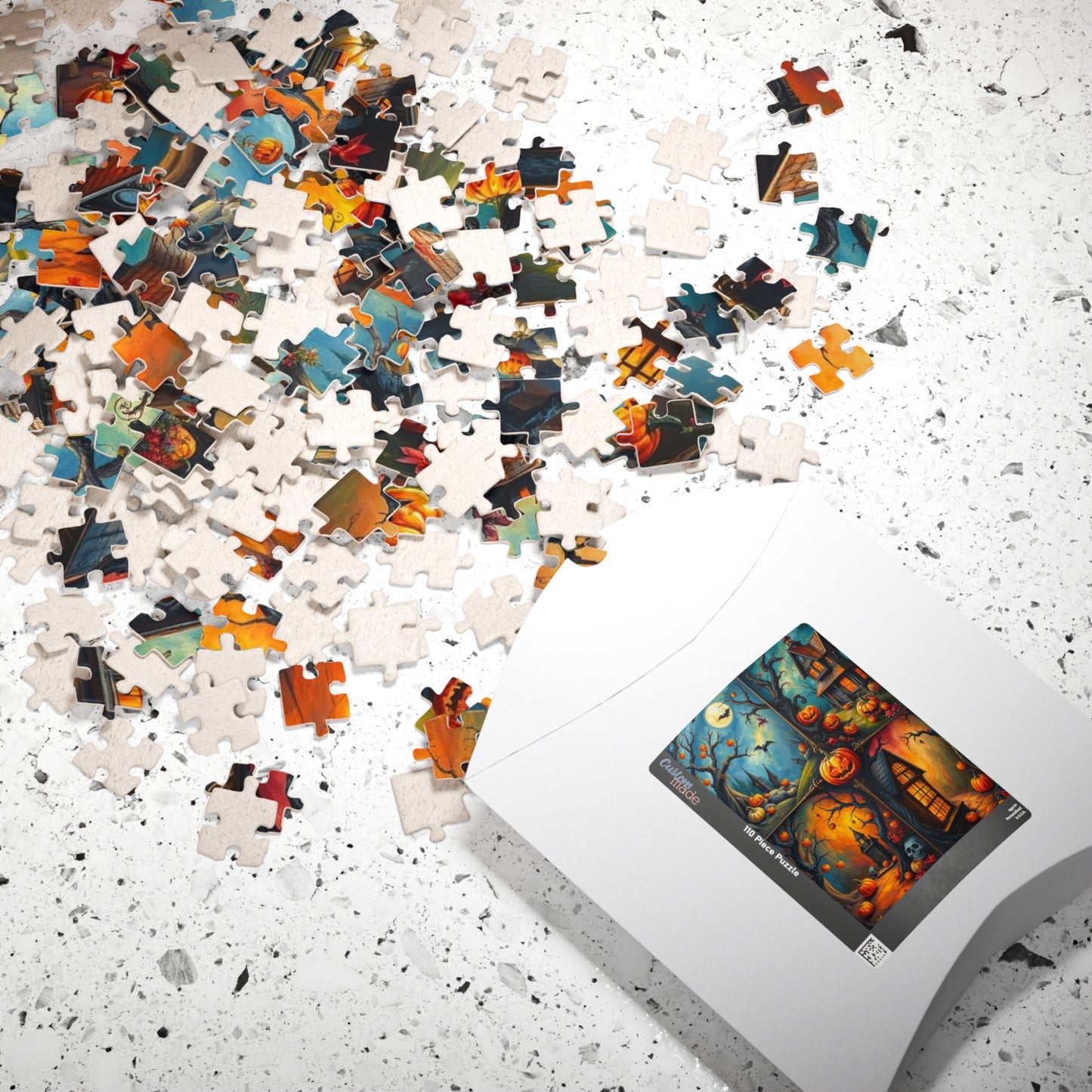Halloween Scenery 4-Quadrant Jigsaw Puzzle - Spooky Themed Collage, Autumn Activity, Brain Teaser Game, Holiday Gift for Friends Puzzle The Puzzle Chest