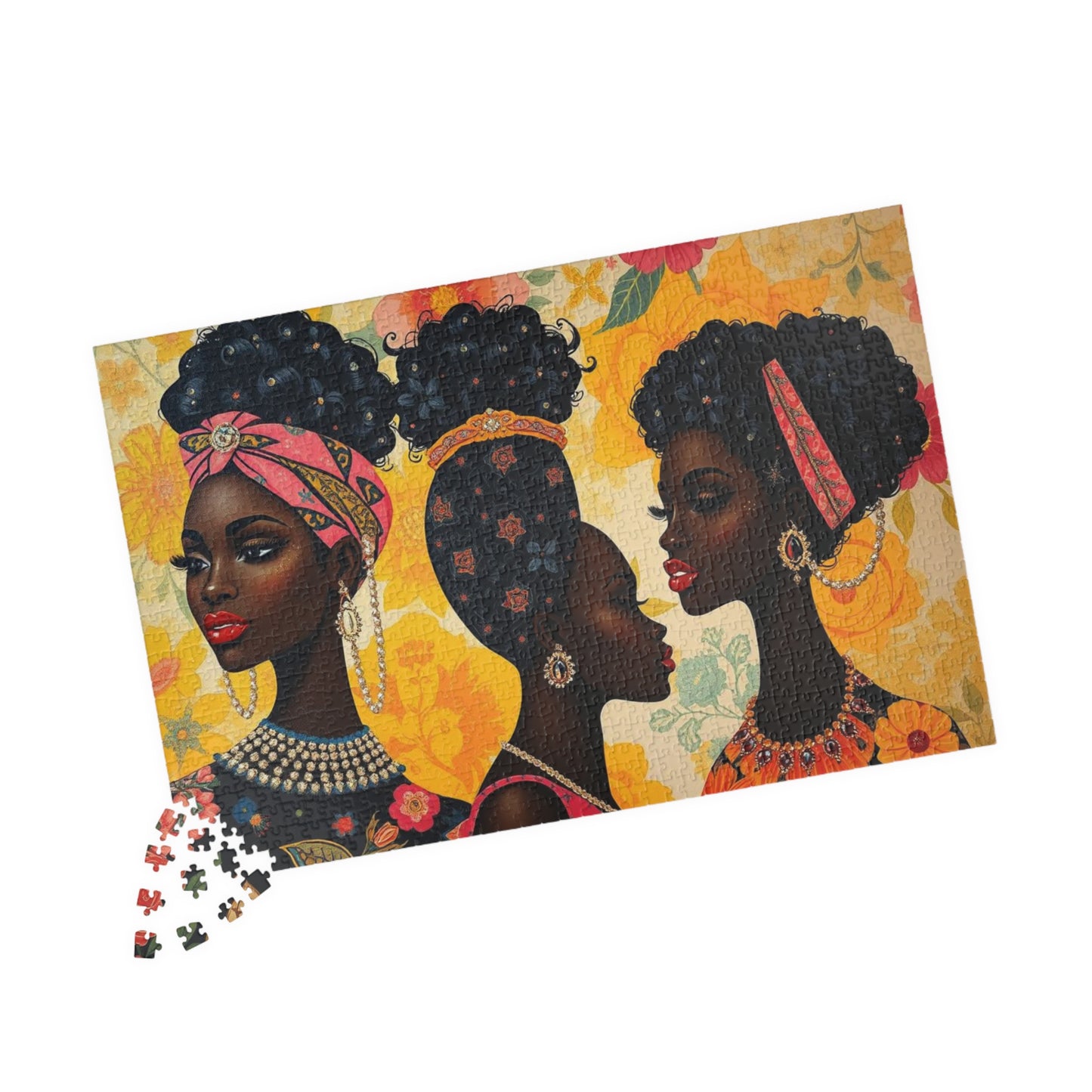 Sisters Bonding Jigsaw Puzzle, African Heritage African American Woman Empowering Art, Afrocentric Mindful Family Activity, Gift for Birthday, Holiday Puzzle The Puzzle Chest
