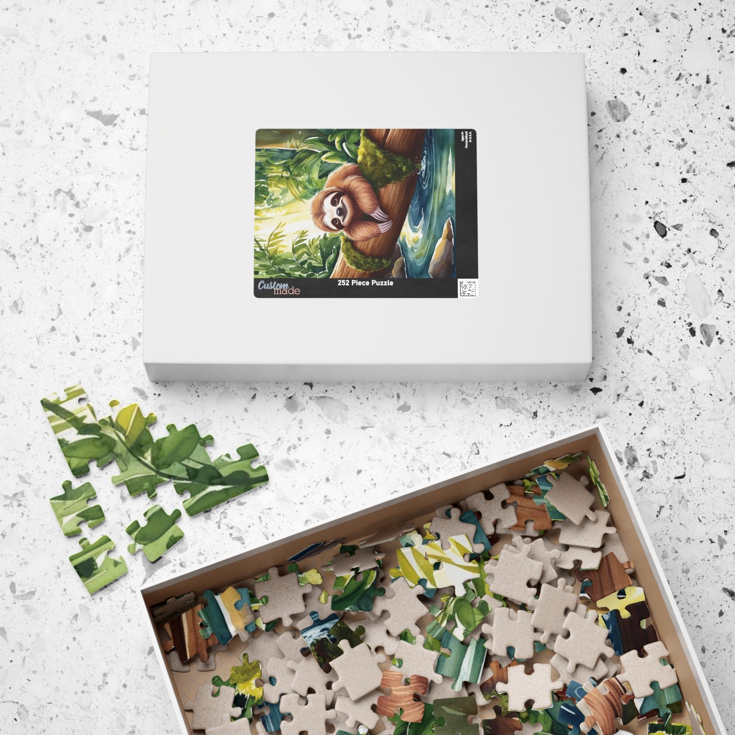 Jigsaw Puzzle, Relaxing Sloth Hanging Upside Down in Tropical Jungle, Puzzle for Nature Lovers, Rainforest Wildlife Game Night, Cute Puzzle The Puzzle Chest
