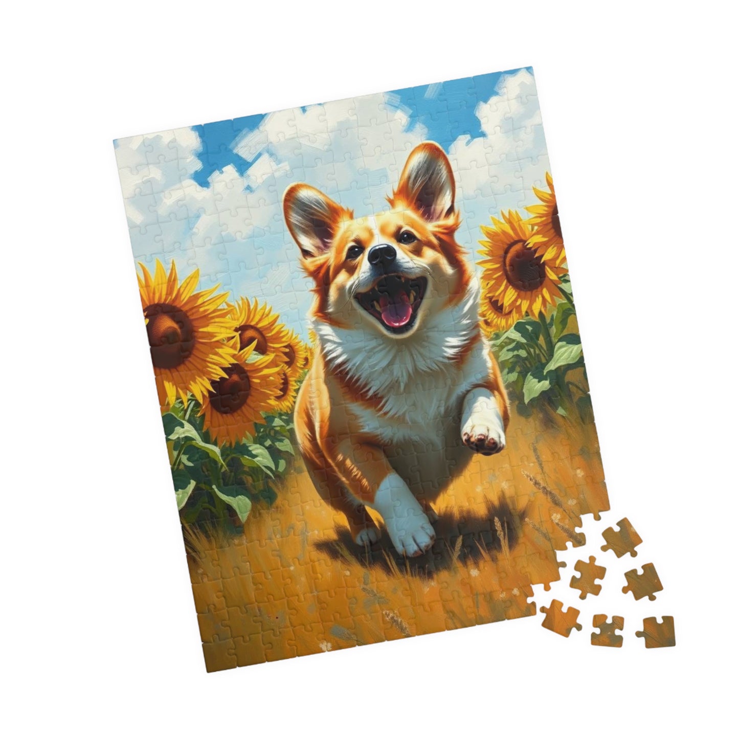 Corgi Running Through Sunflowers Puzzle, 110-1014 Piece Jigsaw, Pet Lover Gift, Cute Animal Decor, Family Activity, Dog Lover Fun Puzzle The Puzzle Chest