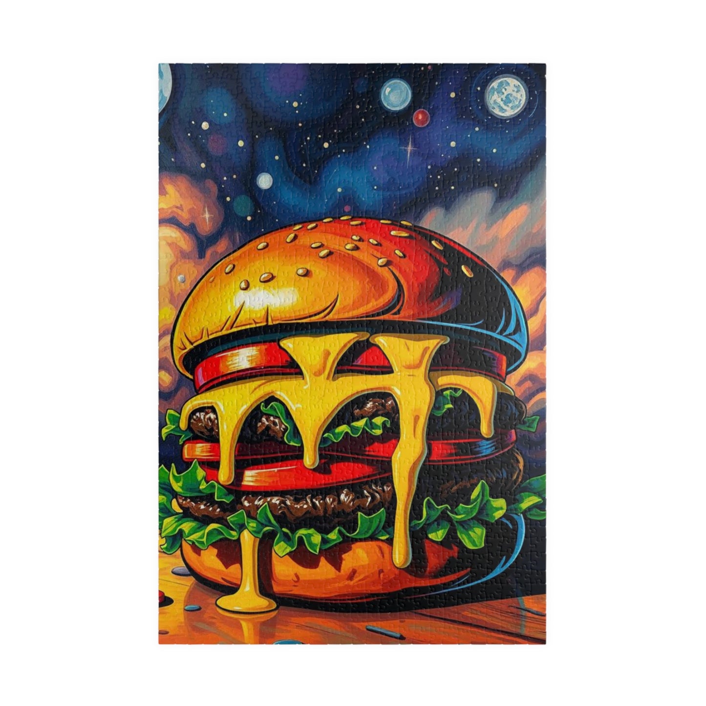Cheesy Burger Puzzle, Pop Art Jigsaw Game for Adults, Fun Food Art Jigsaw, 110-1014 Piece Puzzles, Gift for Food Lovers, Game Night Activity 1014 pcs (Vertical) Puzzle The Puzzle Chest