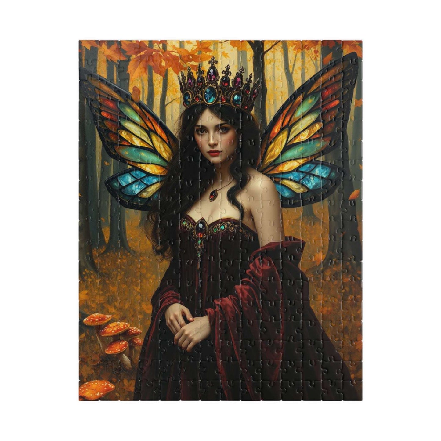Autumn Crown Fairy Queen Jigsaw Puzzle - Enchanting Artwork, Family Fun, Fantasy Gift for Puzzle Lover, Unique Decor, Mindfulness Activity