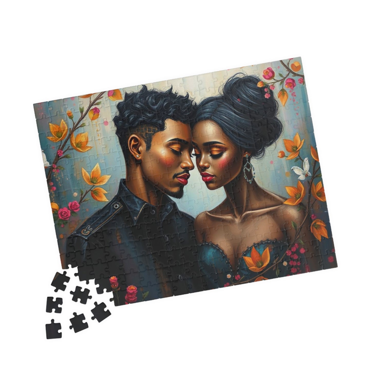 African American Couple Embracing Jigsaw Puzzle, Afrocentric Puzzle Lover Gift Best for Friends, Fun Family Game Night, Creative Hobby, Brain Teaser Puzzle The Puzzle Chest