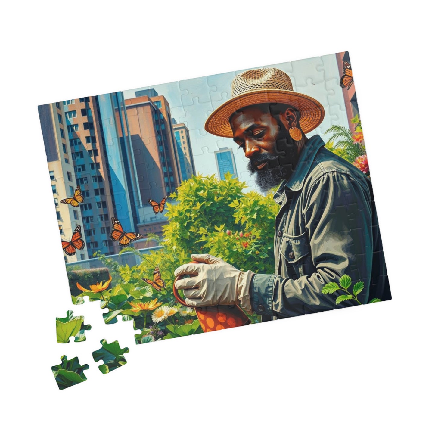 Black Man Gardening Jigsaw Puzzle, African American Art, Nature Scene, Afrocentric Gift for Friend, Creative Activity, Home Entertainment Puzzle The Puzzle Chest