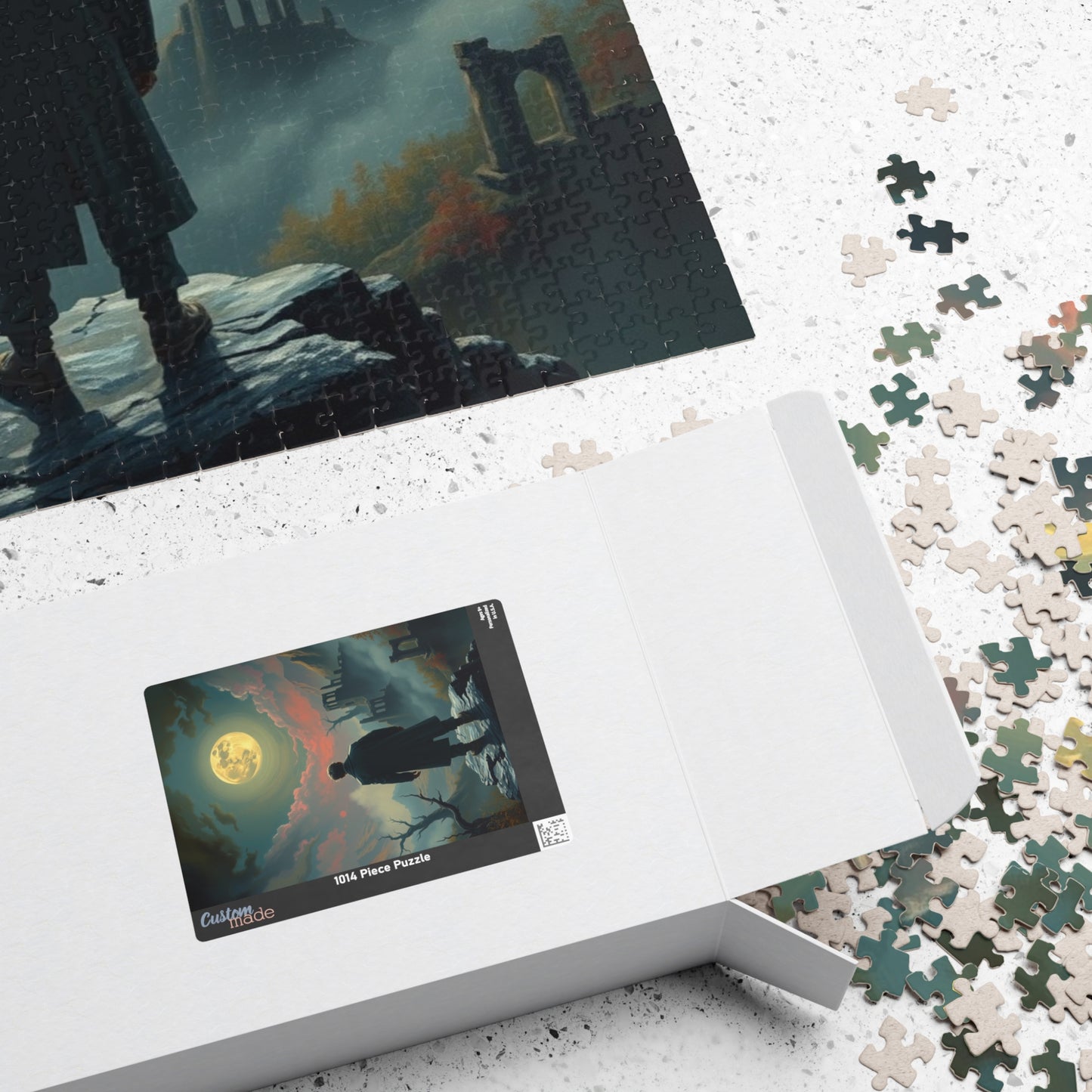 Mystical Moonlight Puzzle, Lone Traveler Overlooking Valley of Ruins, Gothic Art Jigsaw Game, Puzzle Lover Gift, Family Activity Solo Fun Puzzle The Puzzle Chest