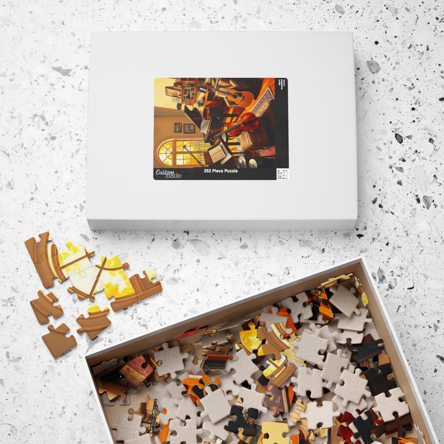 Music Room Puzzle, Grand Piano Violin Guitar and Record Player, Cozy Artistic Studio Musical Retreat Adult Jigsaw Game, Puzzle Lover Gift