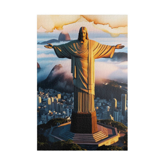 Christ the Redeemer Puzzle, Rio de Janeiro at Sunrise Tabletop Game, Puzzle Enthusiast History Lover, Fun Family Activity Game Night, Hobby 1014 pcs (Vertical) Puzzle The Puzzle Chest