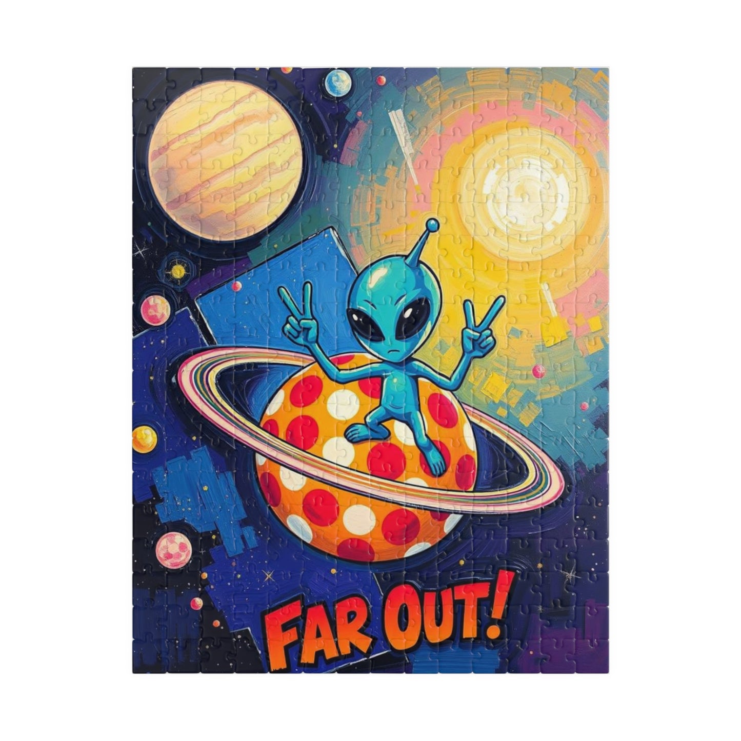 Far Out Alien Puzzle | Fun Space Theme Pop Art Jigsaw Educational Game, Cool Gift for Adults, Family Bonding Activity, Brain Teaser 252 pcs (Vertical) Puzzle The Puzzle Chest