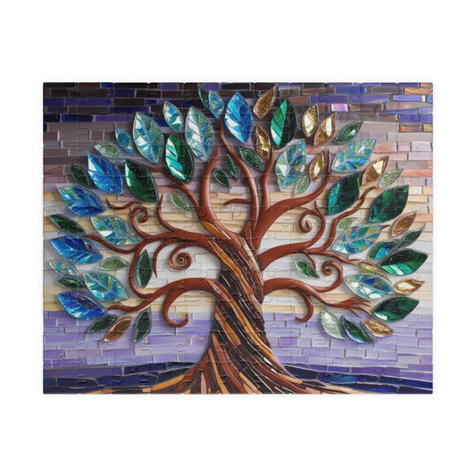 Tree of Life Mosaic Jigsaw Puzzle, Artistic Game for Puzzle Enthusiasts, Mindfulness Activity, Relaxation Gift, Stained Glass Art Home Decor 110 pcs (Horizontal) Puzzle The Puzzle Chest