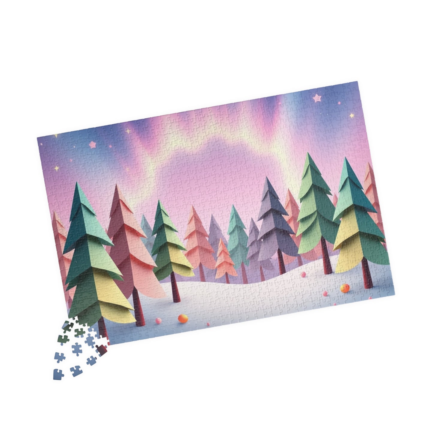 Abstract Landscape Jigsaw Puzzle (110-1014 Piece), Magical Forest with Geometric Trees, Best Unique Gift Idea for Puzzle Lover, Challenging Puzzle The Puzzle Chest