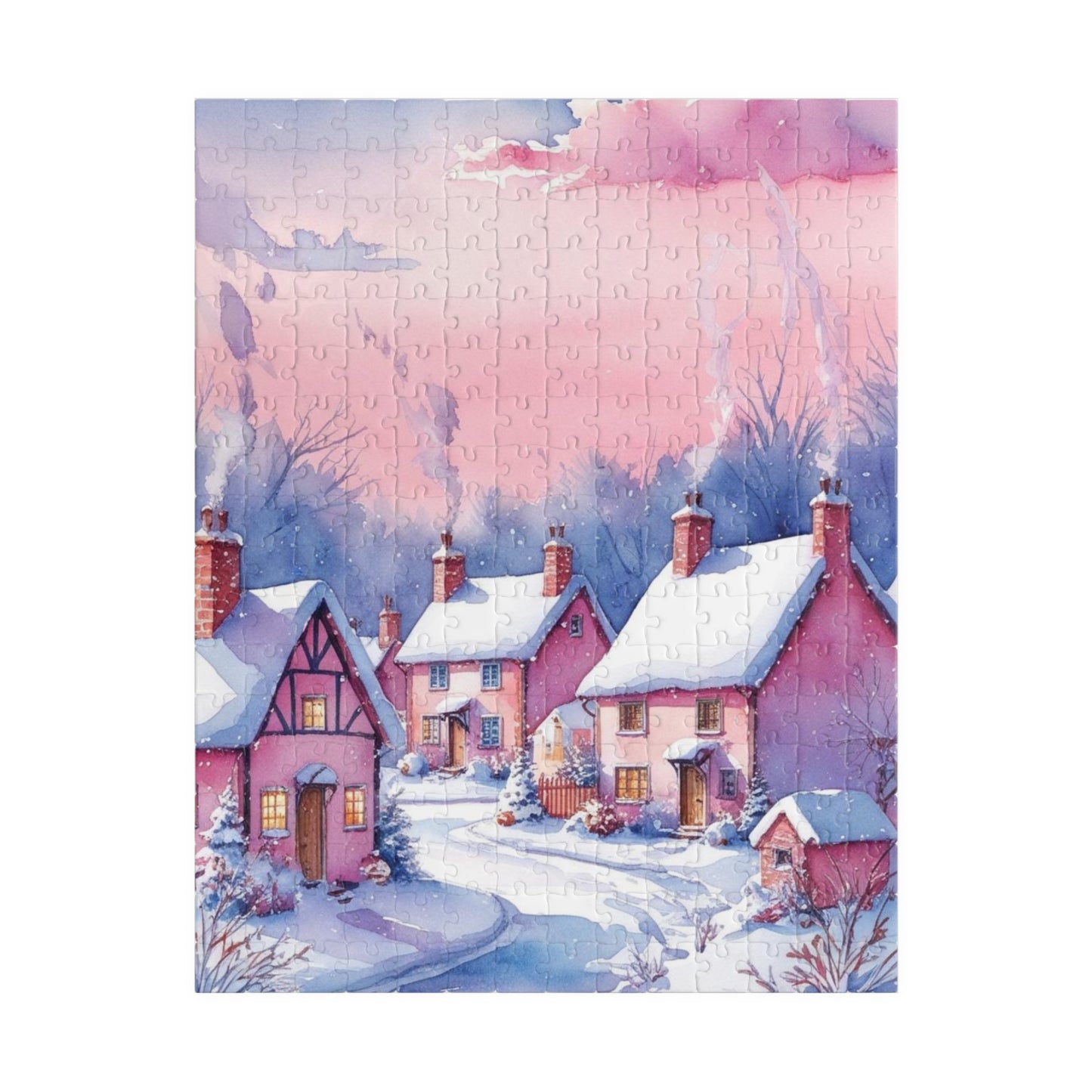 Snow-Covered Village Jigsaw Puzzle, Claude Monet Inspired Winter Landscape Art Puzzle, Game for Adults Teens Seniors, Puzzle Fans, Giftable 252 pcs (Vertical) Puzzle The Puzzle Chest