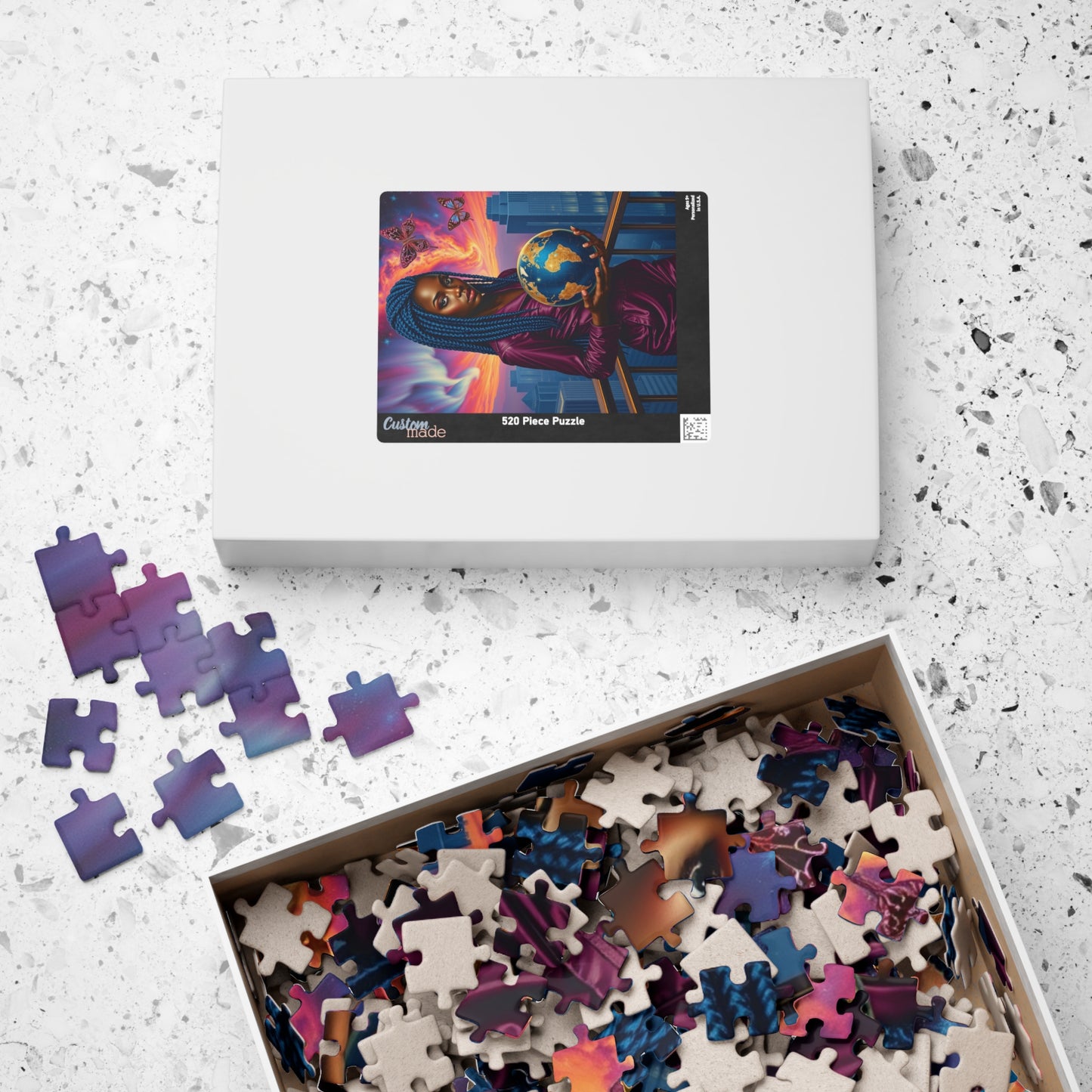 Futuristic Afrocentric Jigsaw Puzzle, Black Woman Holding Globe, Unique Motivational Puzzle Lover Gift, Family Activity, Mindfulness Fun Puzzle The Puzzle Chest