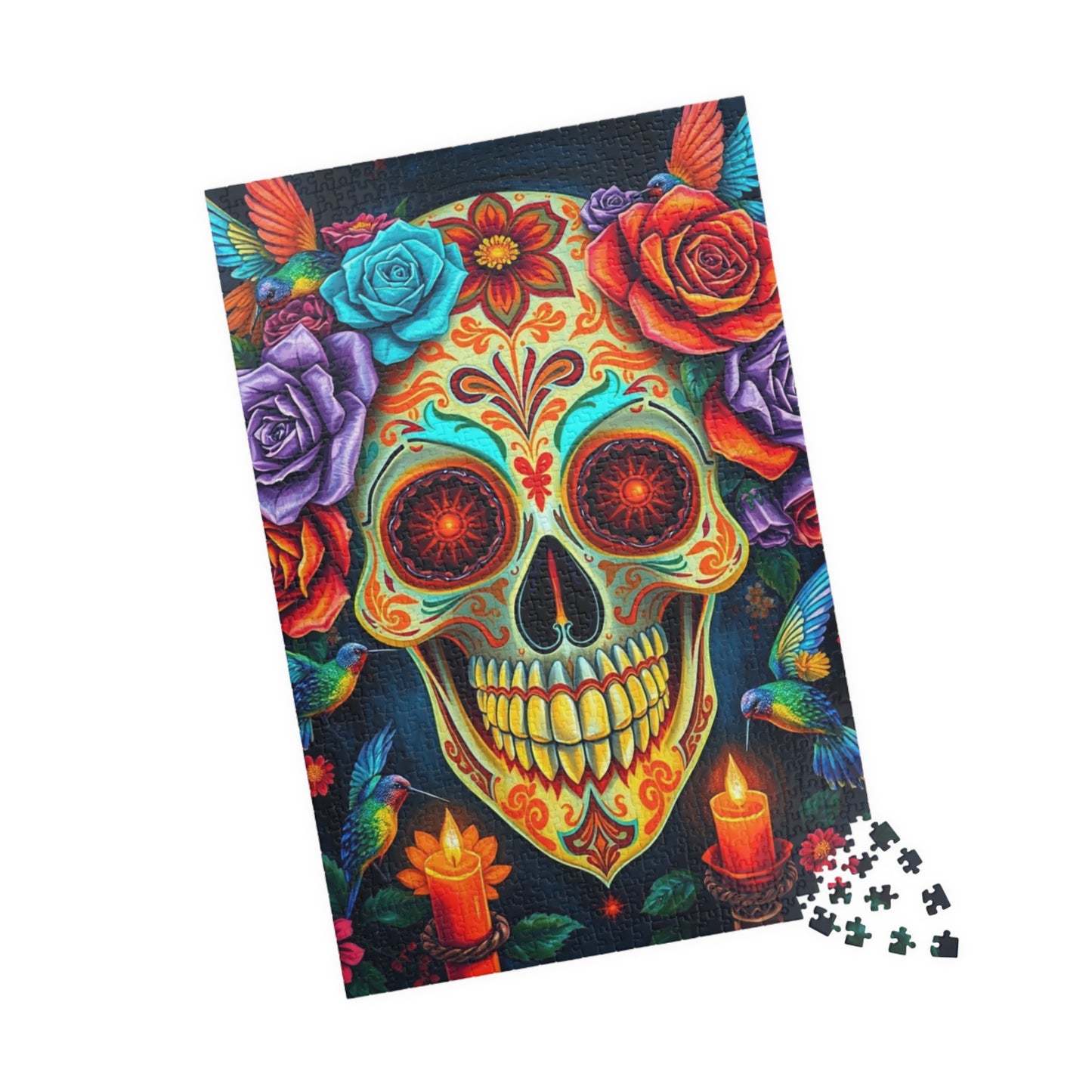 Colorful Skull Artwork Puzzle - Day of the Dead, Fun Family or Solo Activity, Unique Gift Idea for Puzzle Lovers Art Fans, Brain Teaser Puzzle The Puzzle Chest