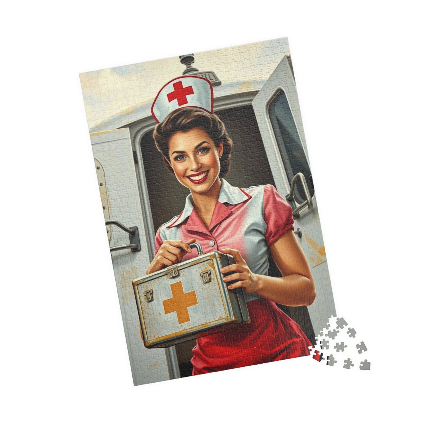 Vintage Nurse Jigsaw Puzzle, Retro Medical Art Wartime, Unique Gift for Healthcare Worker, Family Fun Activity, Brain Teaser, Creative Hobby Puzzle The Puzzle Chest