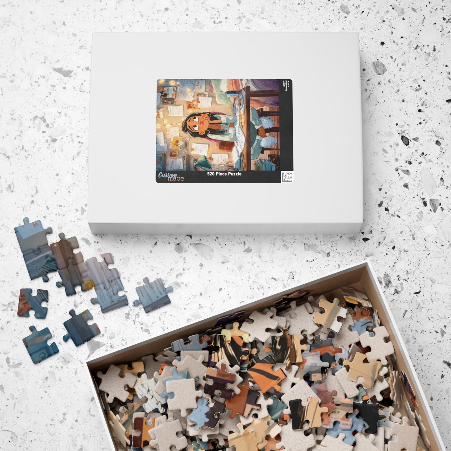 Funny Homework Cartoon Puzzle - Watercolor Jigsaw Game, Teen Girl Struggling at Desk Puzzle The Puzzle Chest
