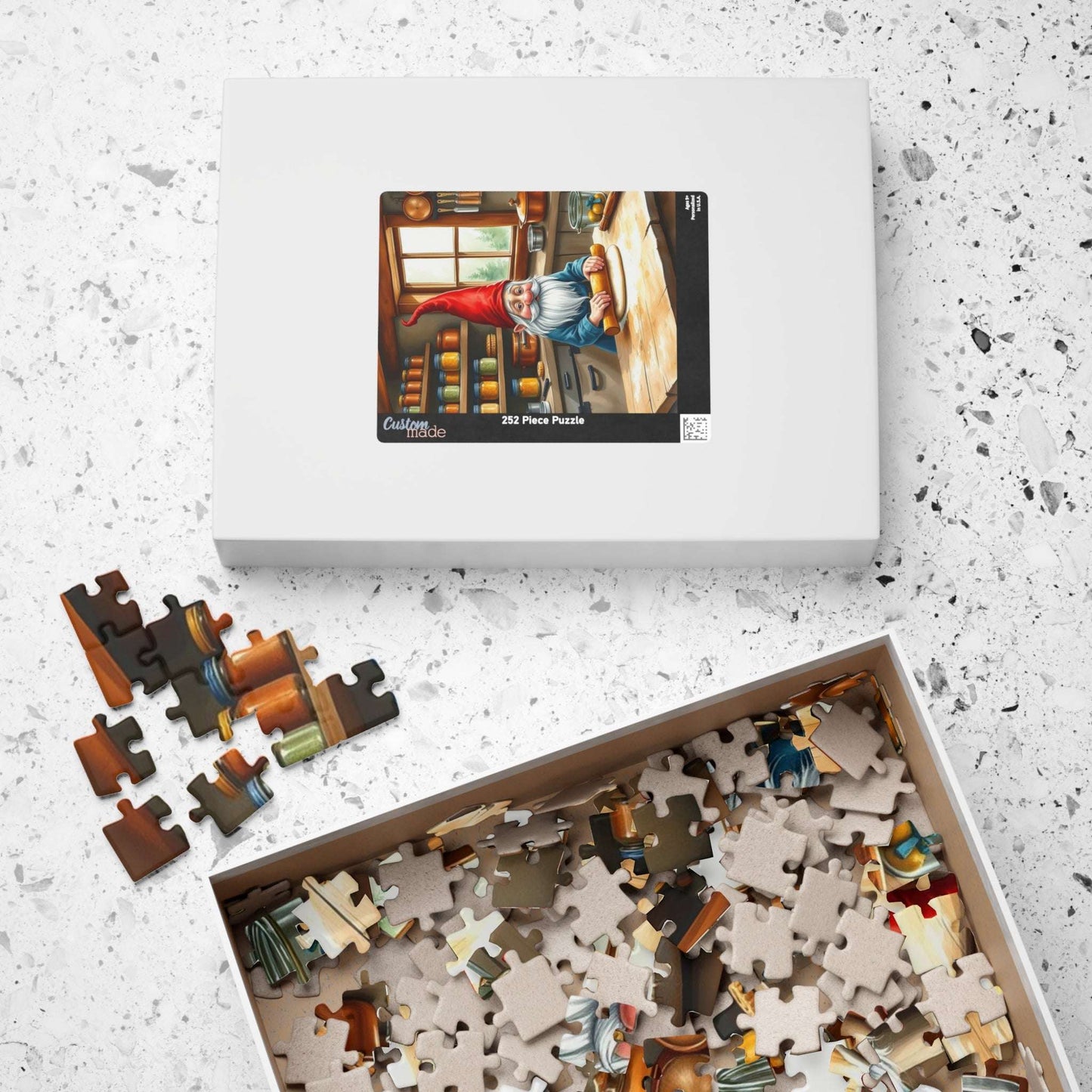 Gnome Rolling Dough in Cottagecore Kitchen – Dwarf Storybook Baking Jigsaw Puzzle Puzzle The Puzzle Chest