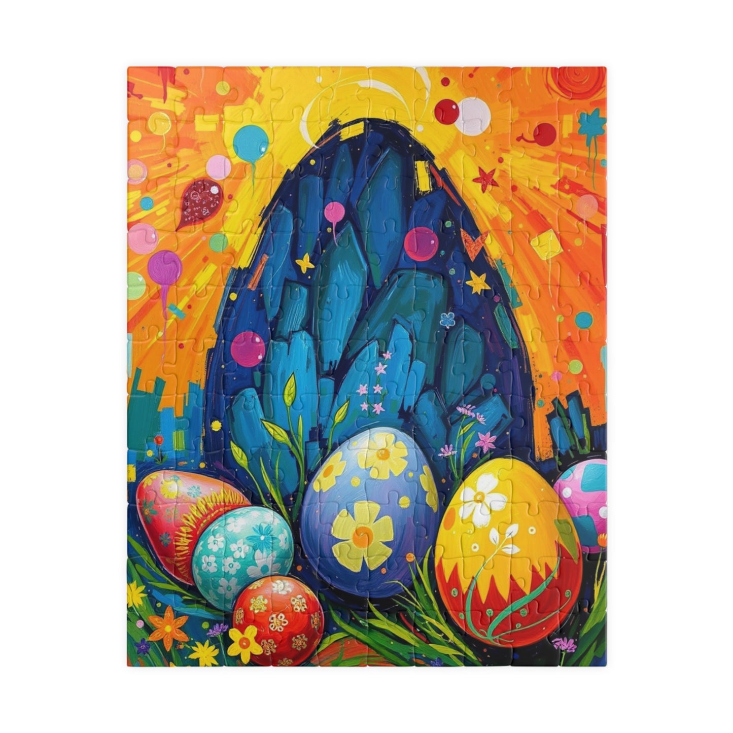 Vibrant Easter Egg Puzzle, Spring Jigsaw Game for Adults, Fun Family Activity, Puzzle Lover Holiday Birthday Gift for Friends, Easter Celebration 110 pcs (Vertical) Puzzle The Puzzle Chest