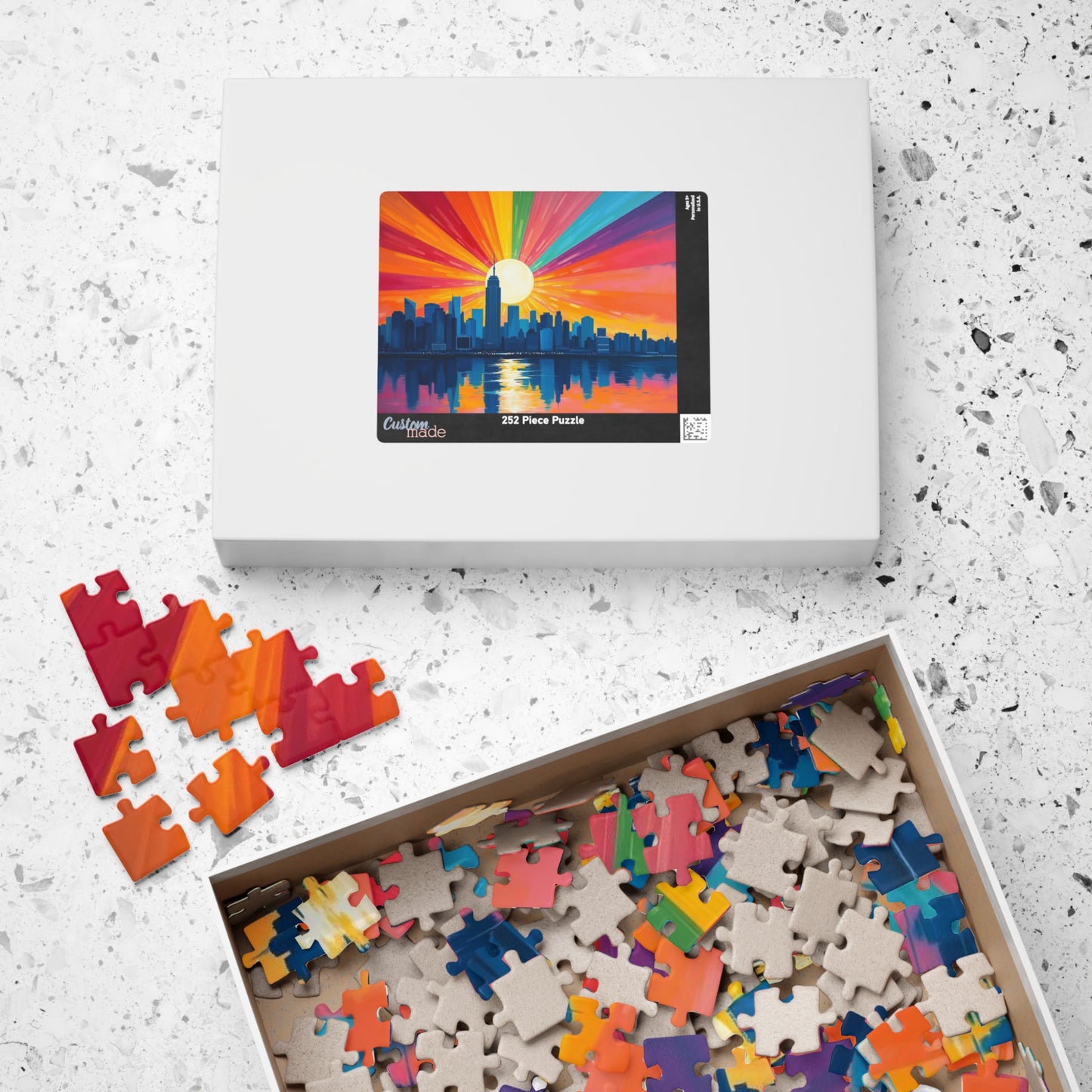 Radiant Horizon Jigsaw Puzzle, Rainbow Pride Puzzle, Colorful City Sunset Puzzle, Pride Month Gift for Friend, Solo Fun or Family Activity Puzzle The Puzzle Chest