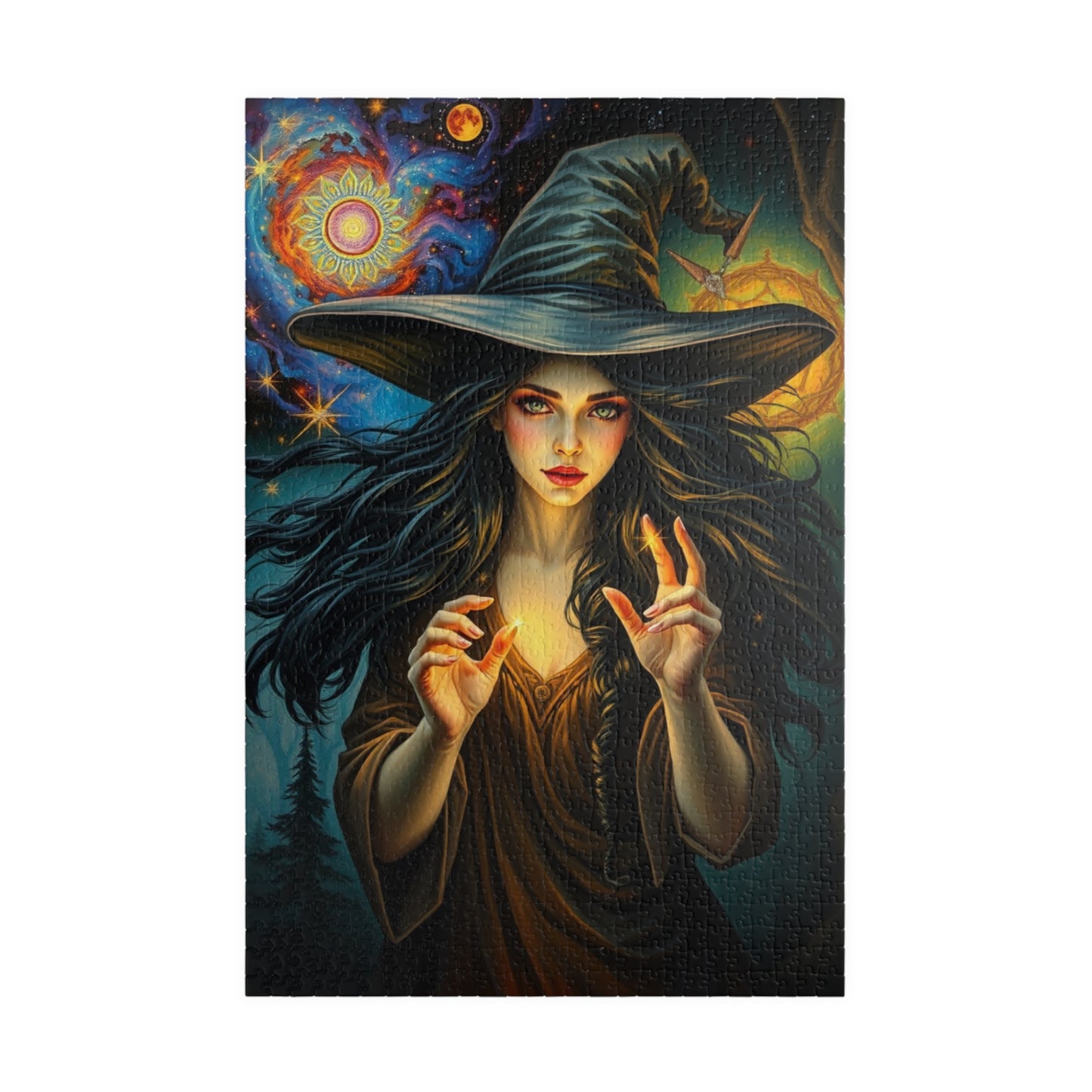 Witch Galaxy Forest Puzzle, 110 252 520 1014-piece Adult Jigsaw Game, Mystical Stars, Halloween Decor, Ideal Gift for Fantasy Lover, Mindful