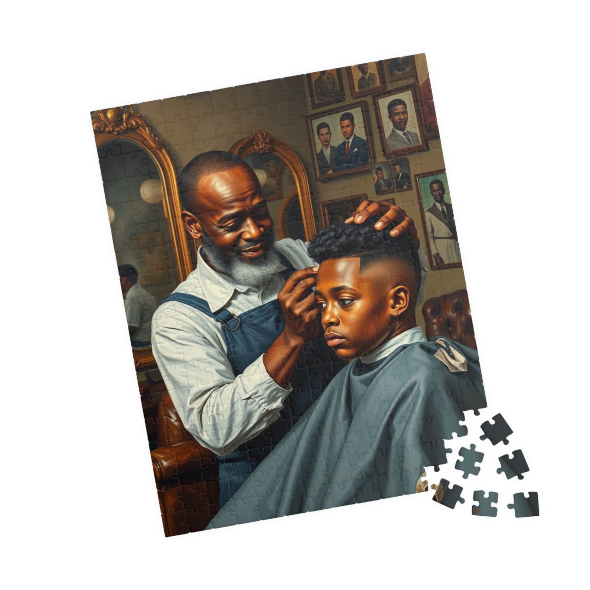 Barber Shop Jigsaw Puzzle, Afrocentric Scene, Black Family Fun Game, Solo Entertainment, Gift for Adult Puzzle Lover Puzzle The Puzzle Chest