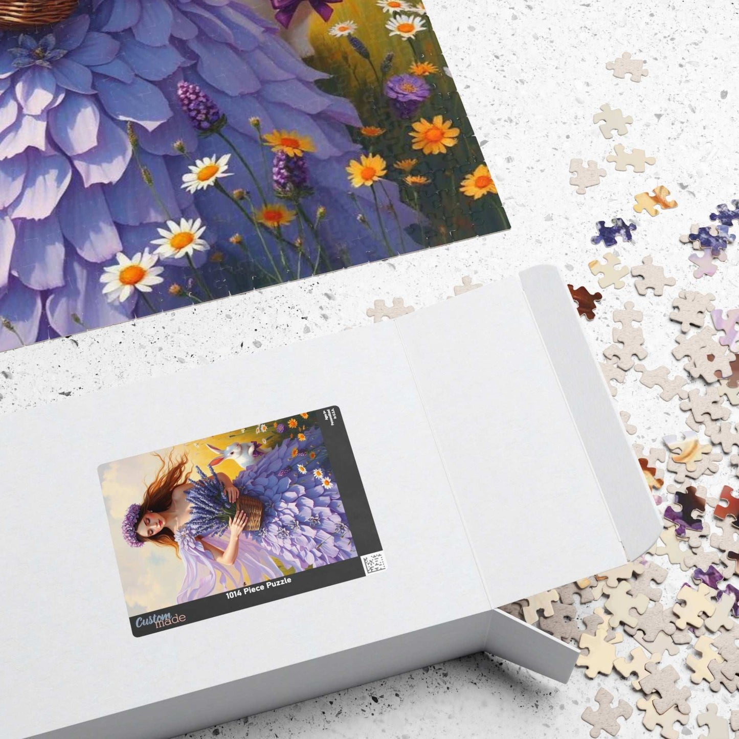 Lady of the Lavender Meadow - Pastel Floral Garden Jigsaw Puzzle for Nature and Flower Lover
