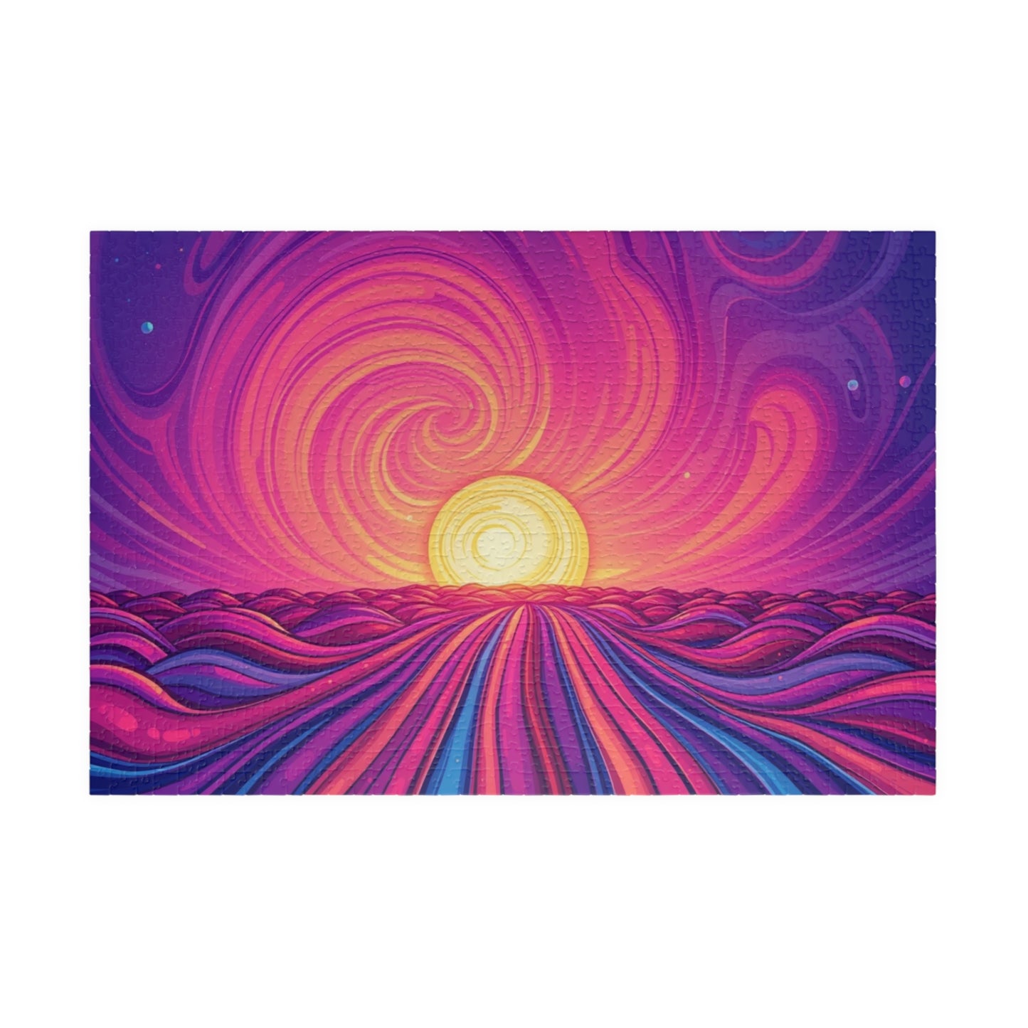 Abstract Sunrise Jigsaw Puzzle, Swirling Sun Illustration, Colorful Horizon for Puzzle Lovers Art Enthusiasts Hobbyists, Best Unique Gift 1014 pcs (Horizontal) Puzzle The Puzzle Chest