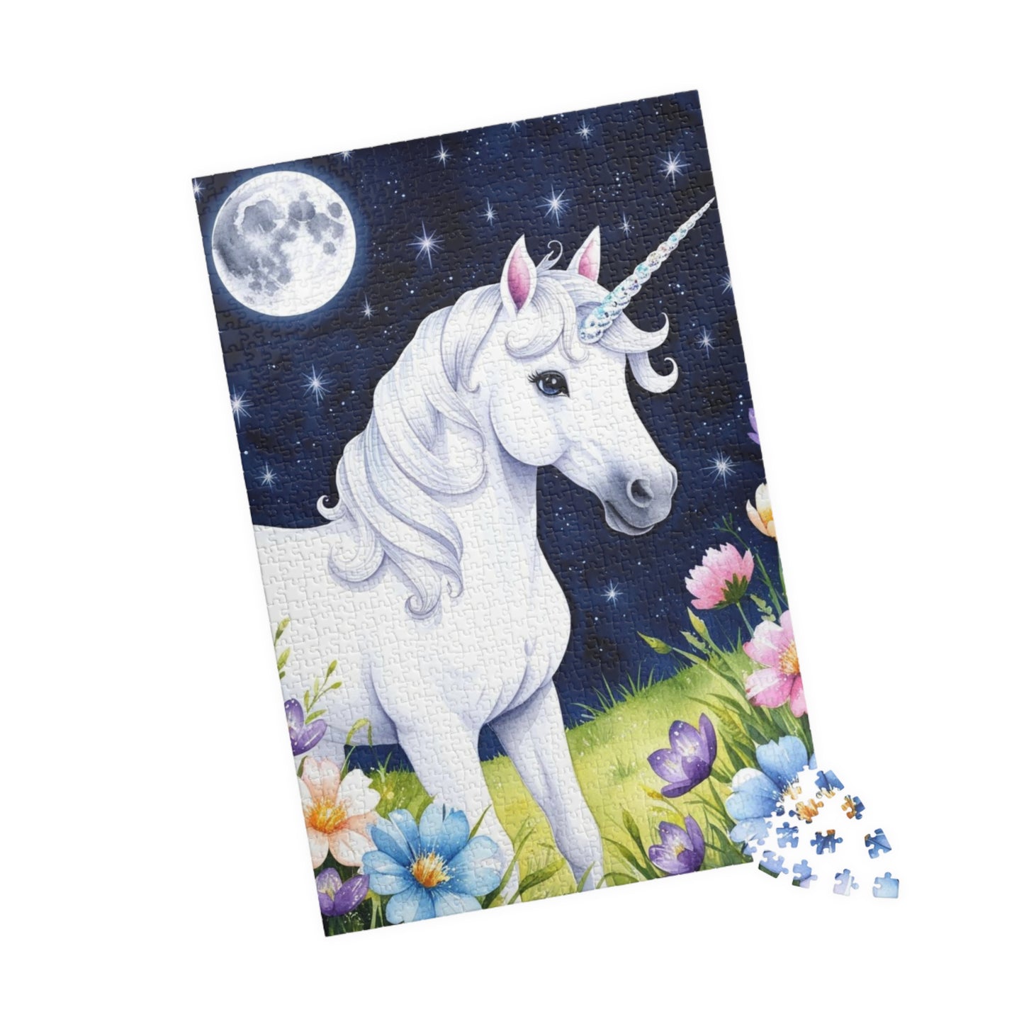 Beautiful Unicorn Puzzle, Mythical Creature Jigsaw, Moonlit Meadow Fantasy Floral Tabletop Game, Family Entertainment, Best Unique Gift Idea Puzzle The Puzzle Chest