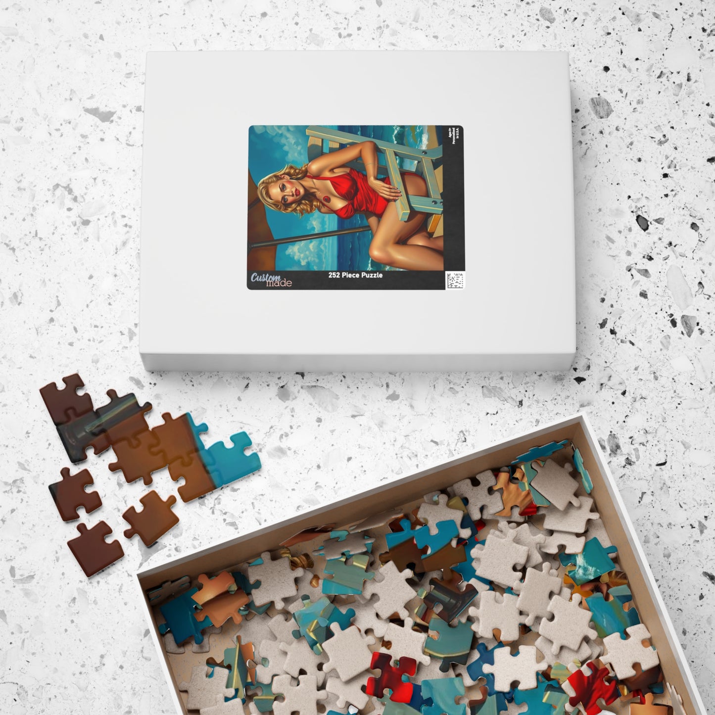 Retro Beach Lady Puzzle, Vintage Art Jigsaw Puzzle for Adults, Home Entertainment, Fun Family Activity, Gift for Art Lovers, Nostalgic Gift Puzzle The Puzzle Chest