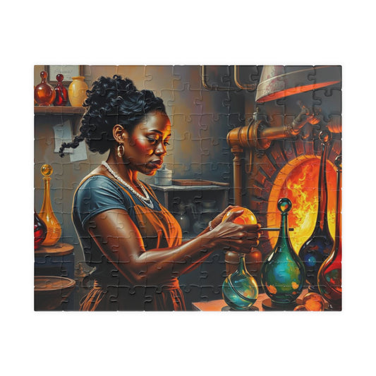 Black Woman Glassblowing Jigsaw Puzzle, African American Art, Unique Birthday Holiday Gift for Friend, Family Game Night, Creative Challenge 110 pcs (Horizontal) Puzzle The Puzzle Chest