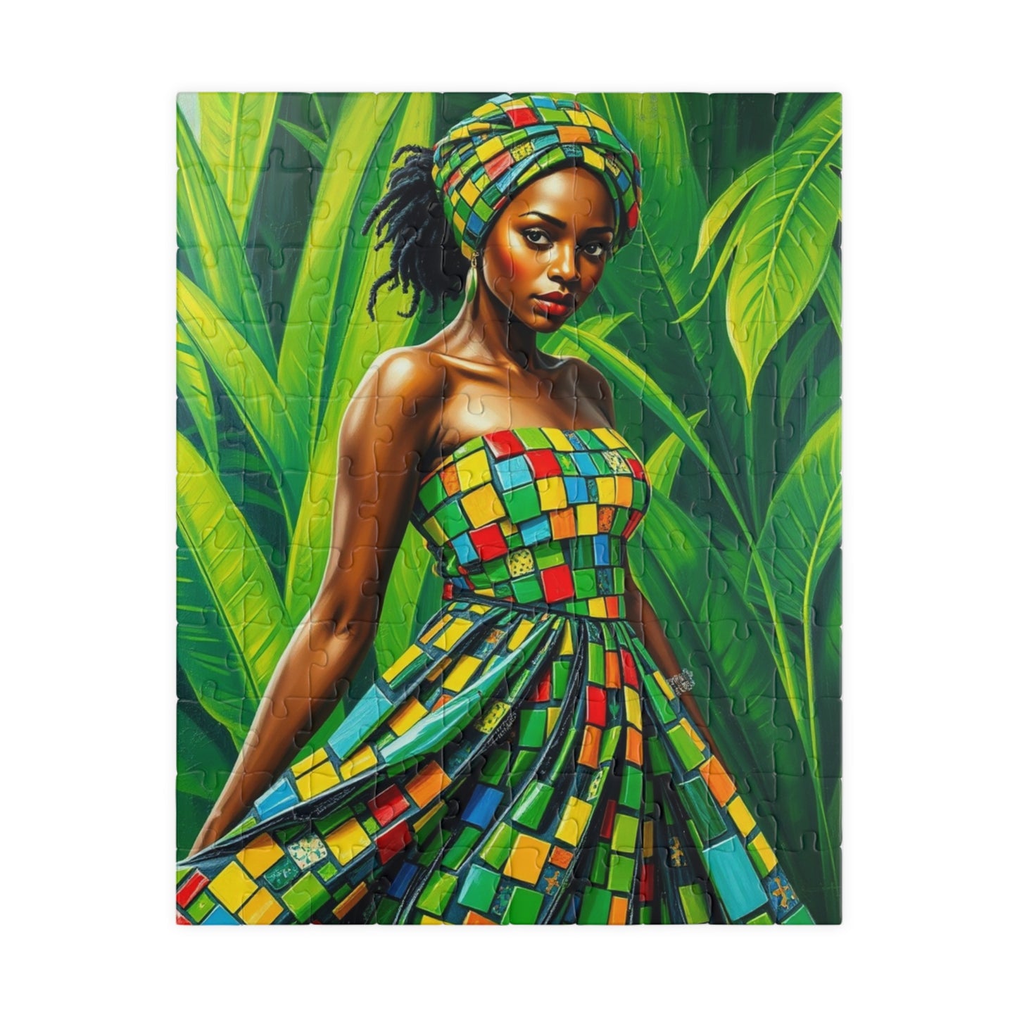 Colorful African Woman Puzzle, Vibrant Afrocentric Art Jigsaw Game, Unique Gift for Adult, Mindfulness Activity, Fun Home Entertainment 110 pcs (Vertical) Puzzle The Puzzle Chest