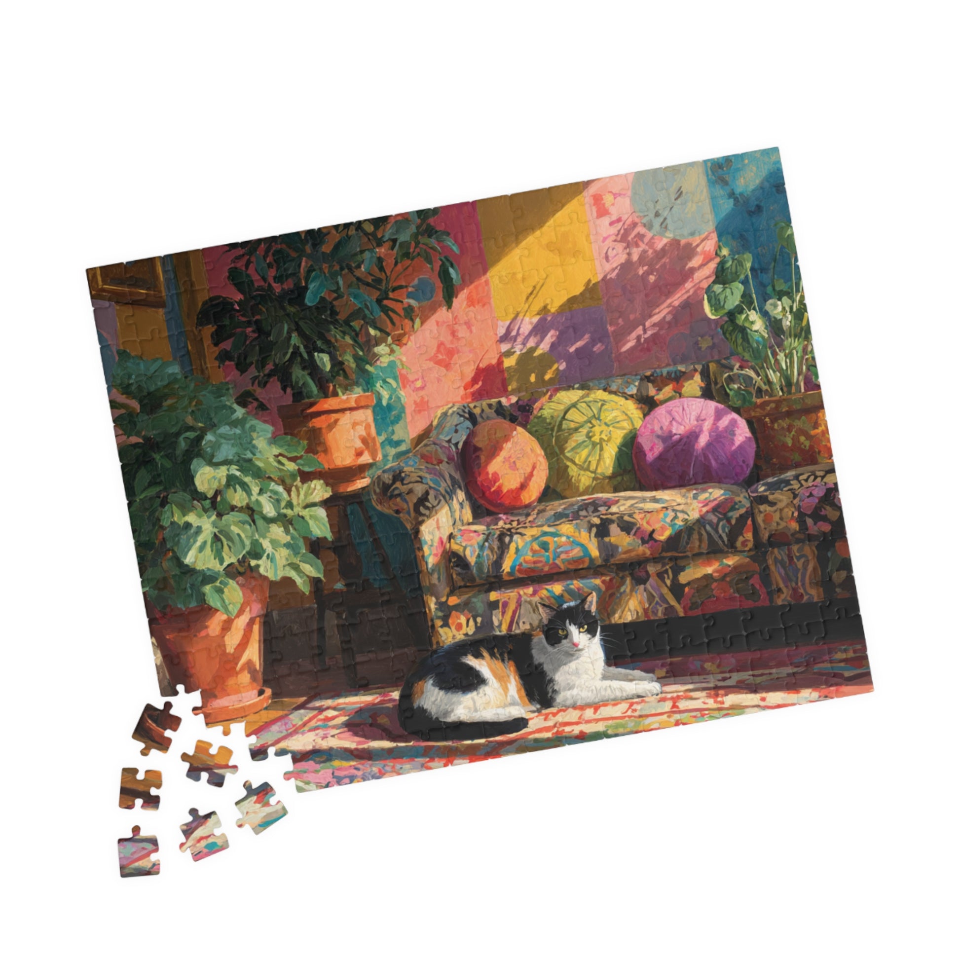 Cat in the Sunny Room – Warm Fauvist Cat Jigsaw Puzzle, Animal Theme Light-Filled Art Puzzle 252 pcs (Horizontal) Puzzle The Puzzle Chest