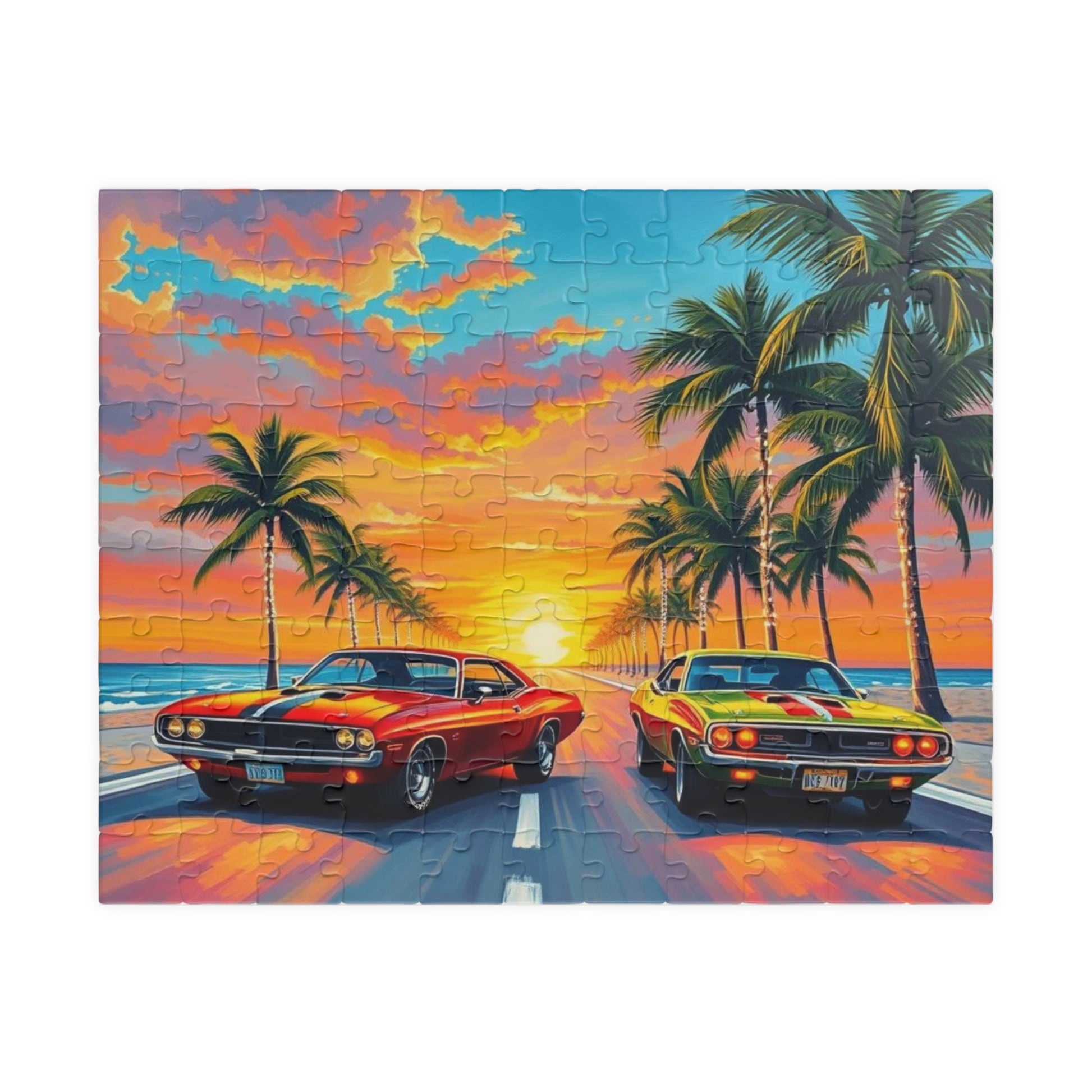 Vintage Car Puzzle - Retro Sunset Vibes, Nostalgic Auto Vehicle Jigsaw Game 110 pcs (Horizontal) Puzzle The Puzzle Chest