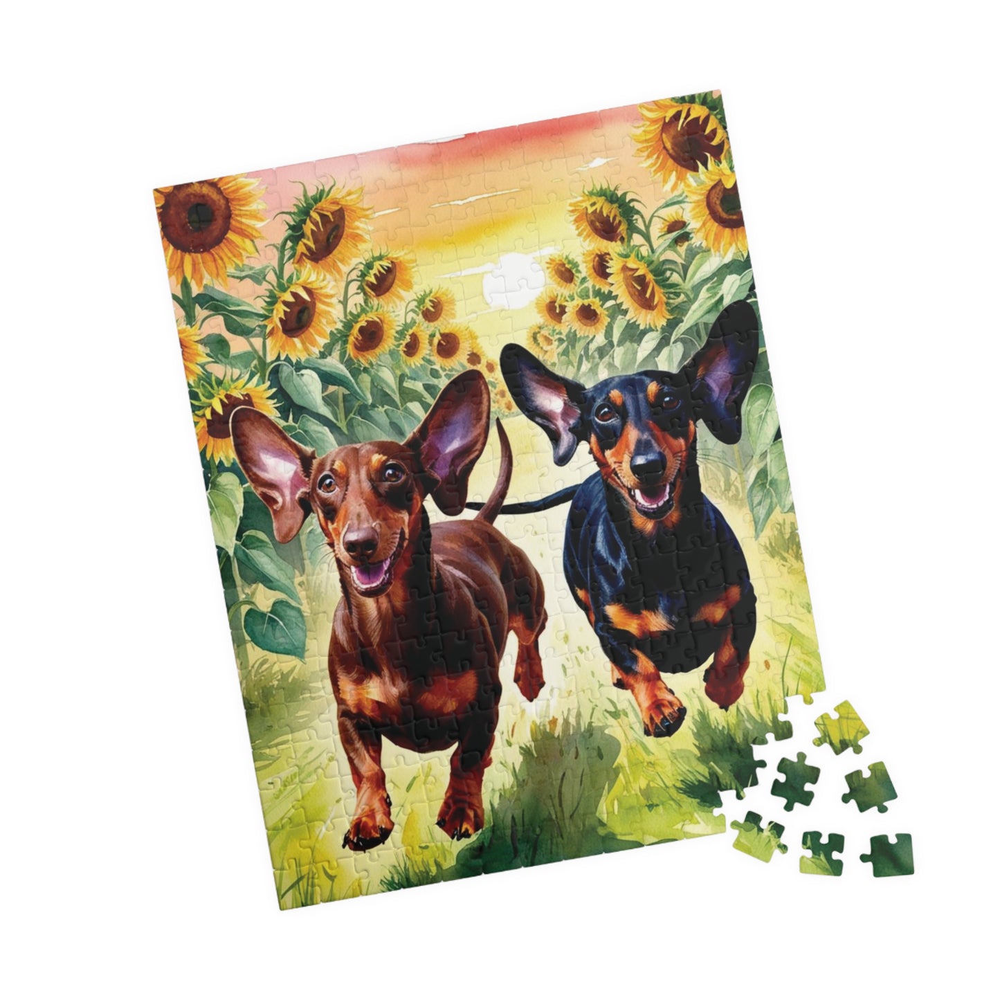 Dachshunds Puzzle, Sunflower Dog Race Jigsaw Puzzle, Brain Teaser Game, Family Activity, Relaxing Hobby, Animal Lover Gift, Mindfulness Puzzle The Puzzle Chest