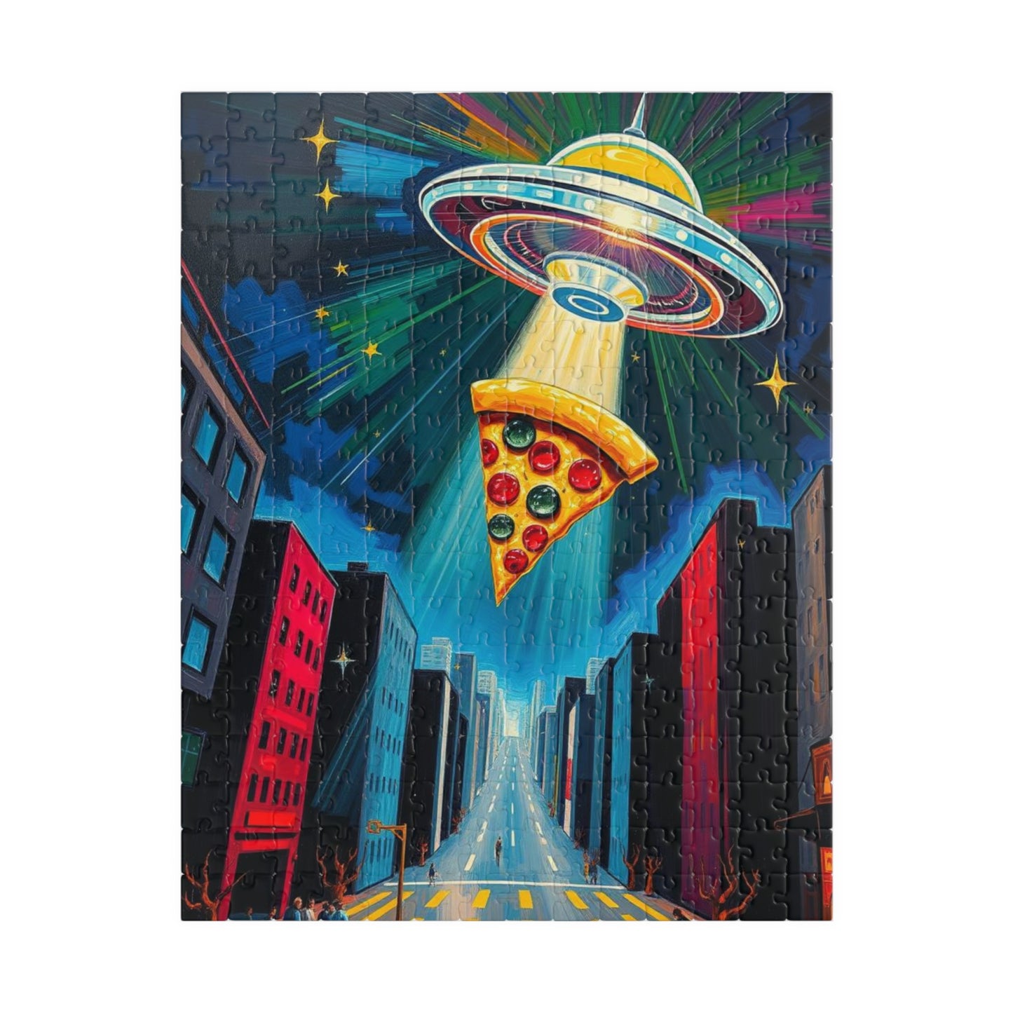 Cosmic Pizza Puzzle - Pop Art Jigsaw Game | Fun UFO Design | Unique Gift for Pizza Lovers | Family Game Night Puzzle | Mindful Brain Teaser 252 pcs (Vertical) Puzzle The Puzzle Chest