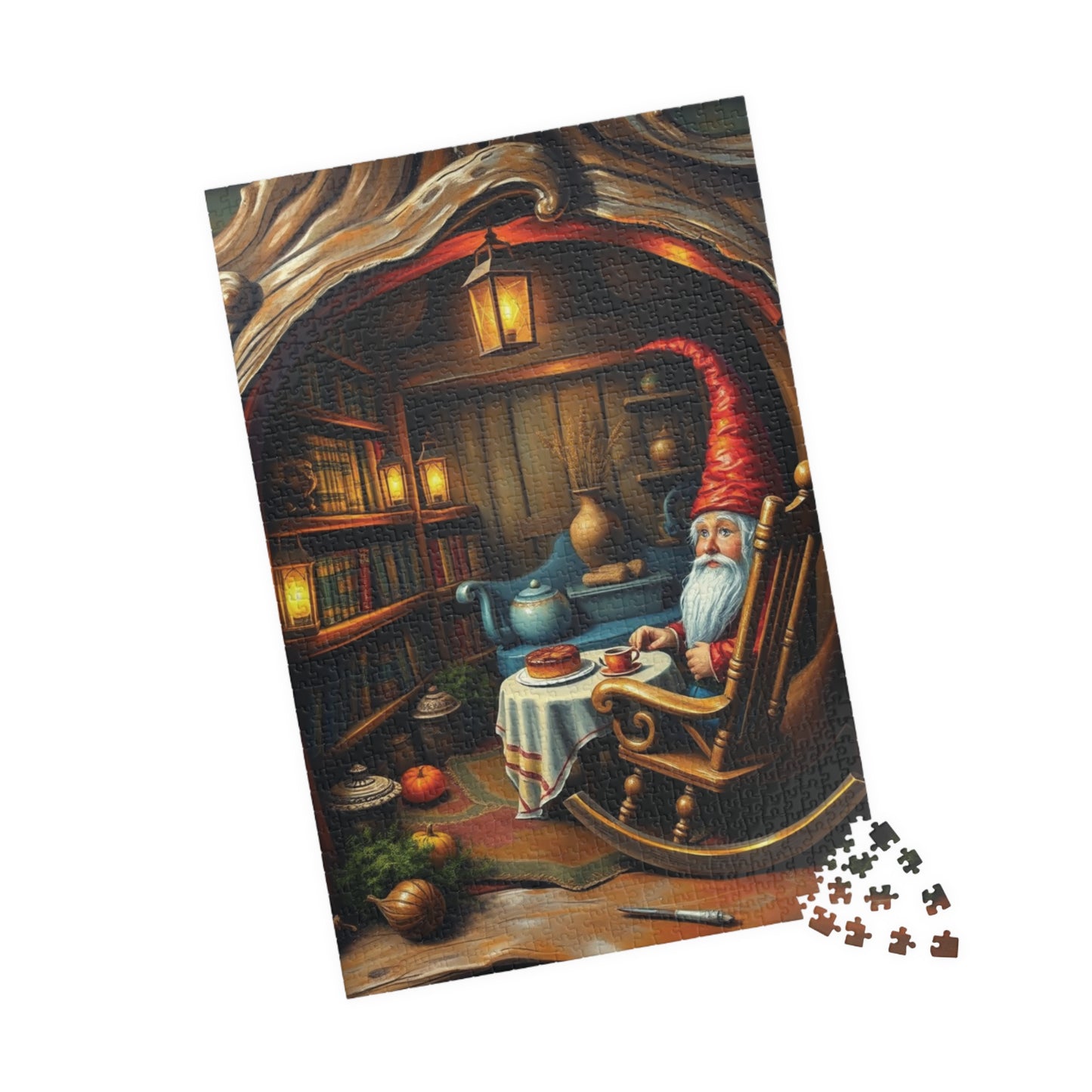 Gnome Home Inside Oak Trunk Jigsaw Puzzle, Fantasy Puzzle (110, 252, 520, 1014-Piece), Family Activity, Relaxing Hobby, Puzzle Lover Gift Puzzle The Puzzle Chest