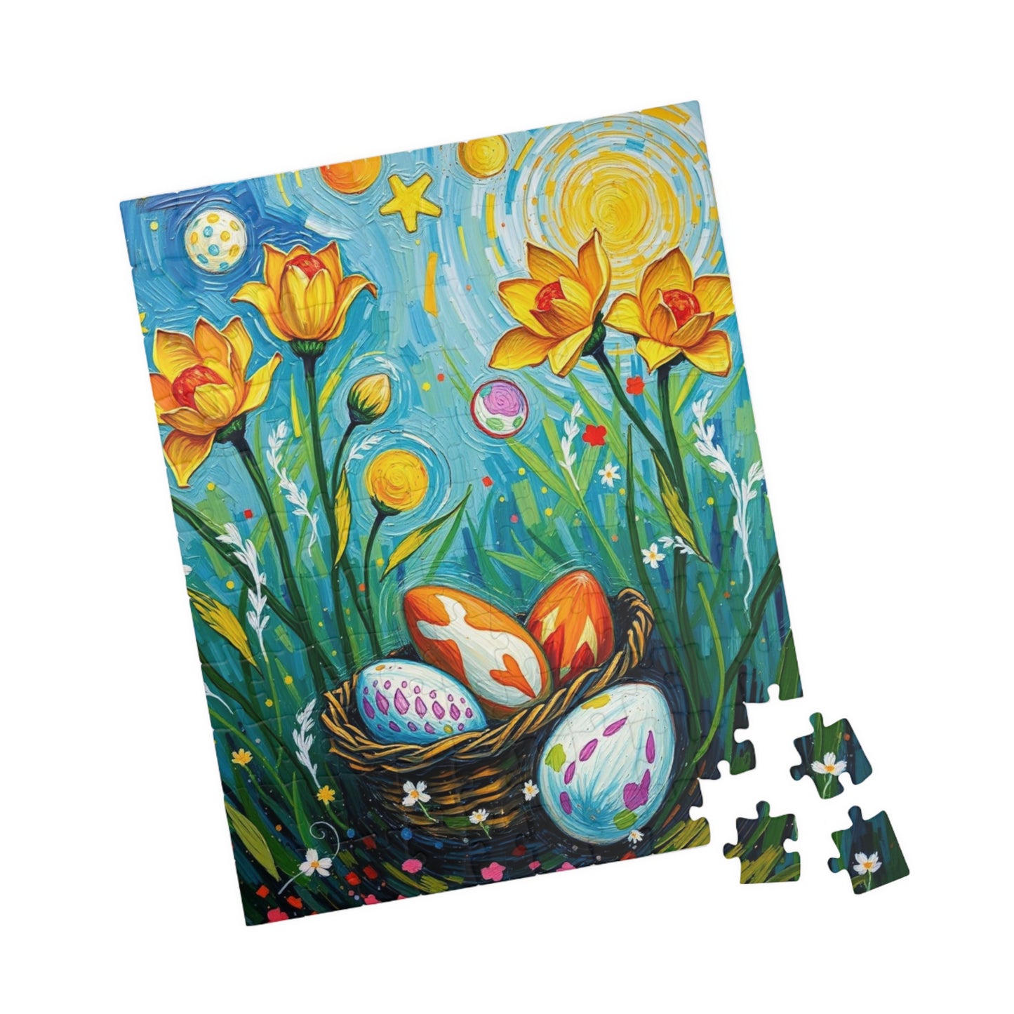 Springtime Egg Hunt Puzzle | Easter Jigsaw Game, Fun Family Activity, Flower Puzzle Artwork, Unique Gift for Adults, Seasonal Fun Puzzle The Puzzle Chest