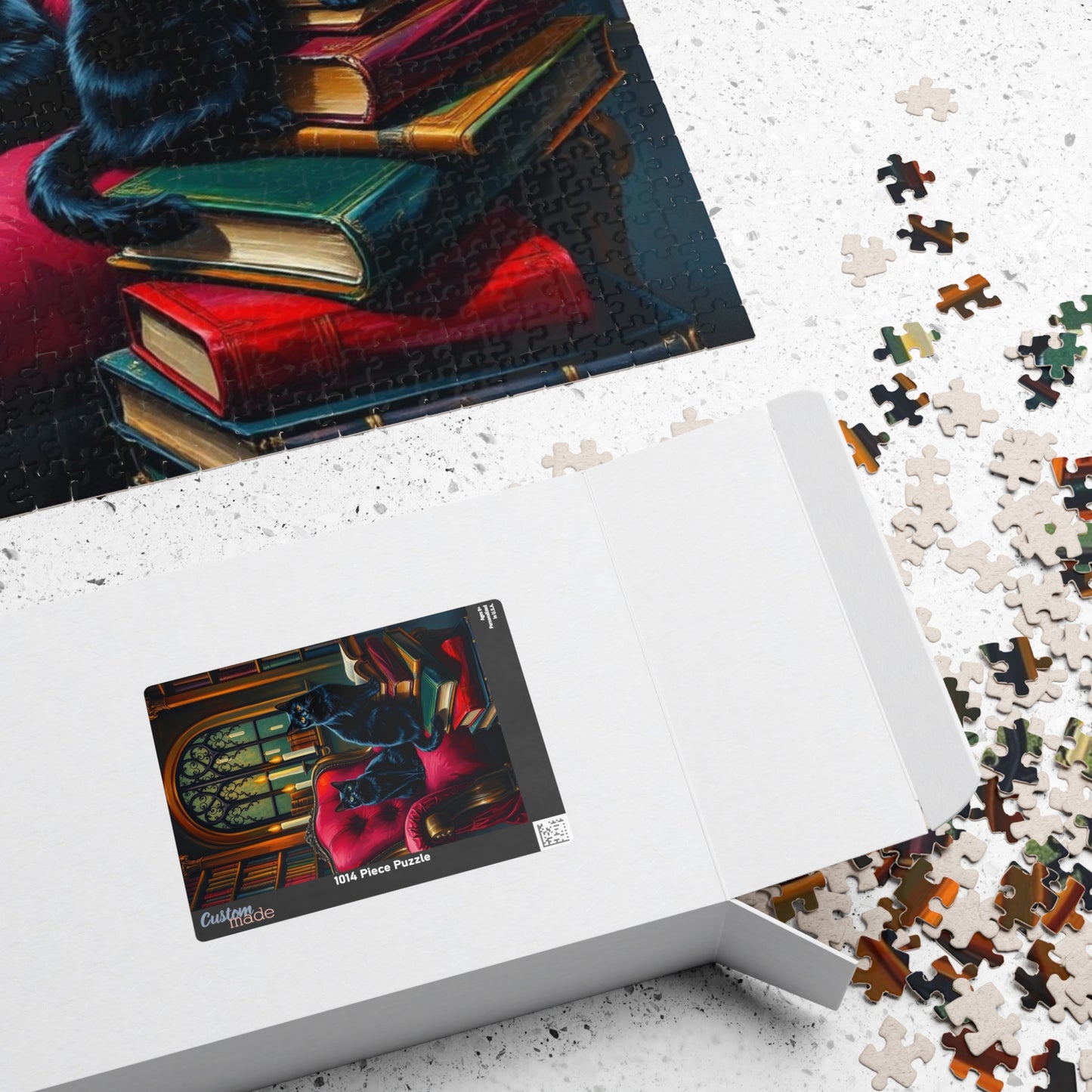 Black Cat Bookshelf Gothic Puzzle, Cozy Kittens in Library Study Room, Family Activity or Solo Fun, Pet Themed Puzzle, Animal Lover Gift Puzzle The Puzzle Chest