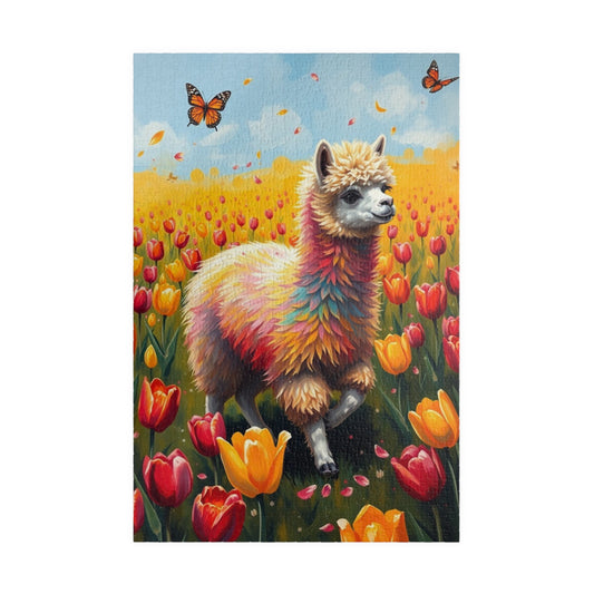 Colorful Llama Jigsaw Puzzle, Flower Nature Theme Adult Game, Fun Family Activity, Ideal Animal Lover Gift, Home Entertainment Mindful Hobby 1014 pcs (Vertical) Puzzle The Puzzle Chest