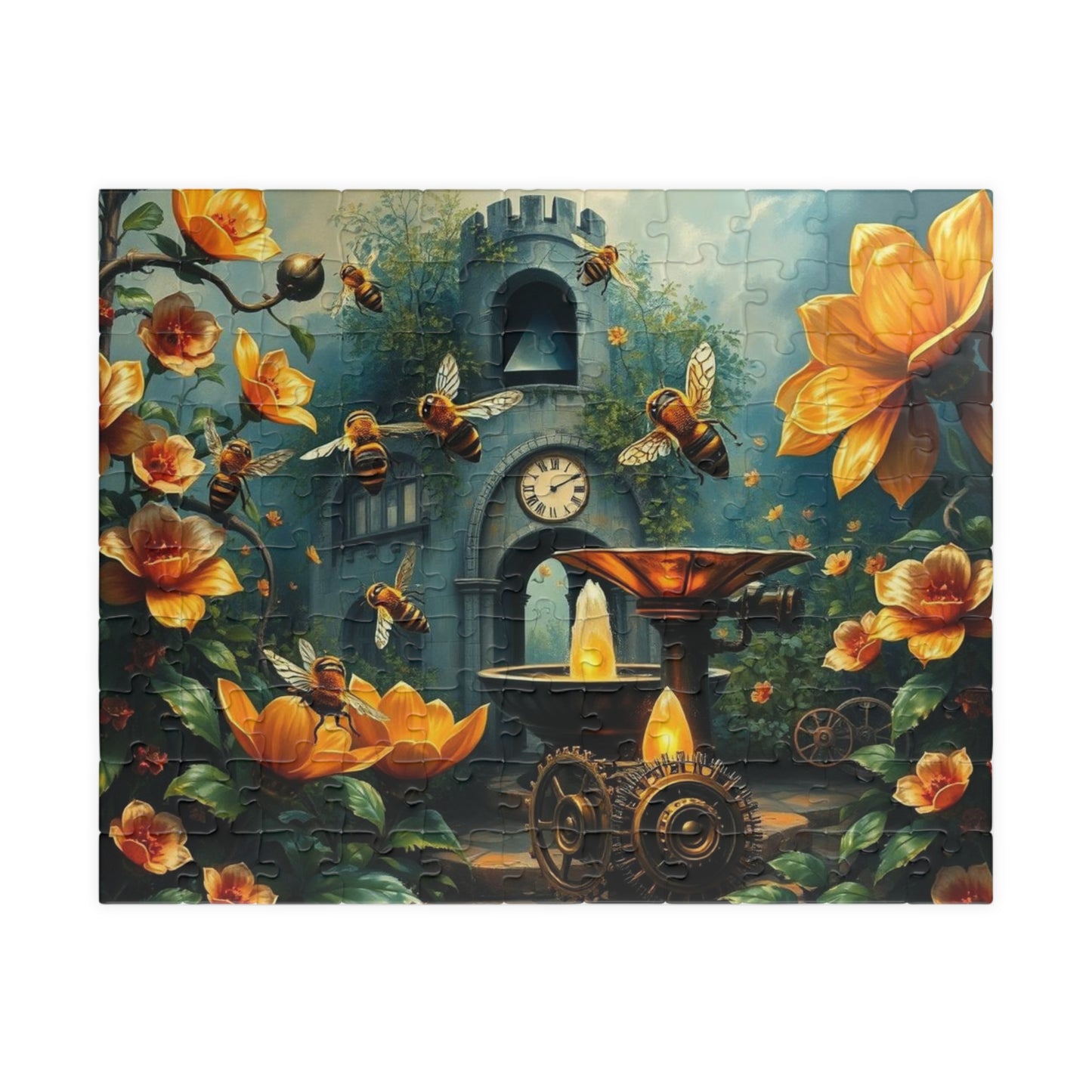 Floral Garden Steampunk Jigsaw Puzzle - Mindful Home Entertainment, Fun Family Game Night, Puzzle Lover Gift for Friend, Unique Brain Teaser 110 pcs (Horizontal) Puzzle The Puzzle Chest