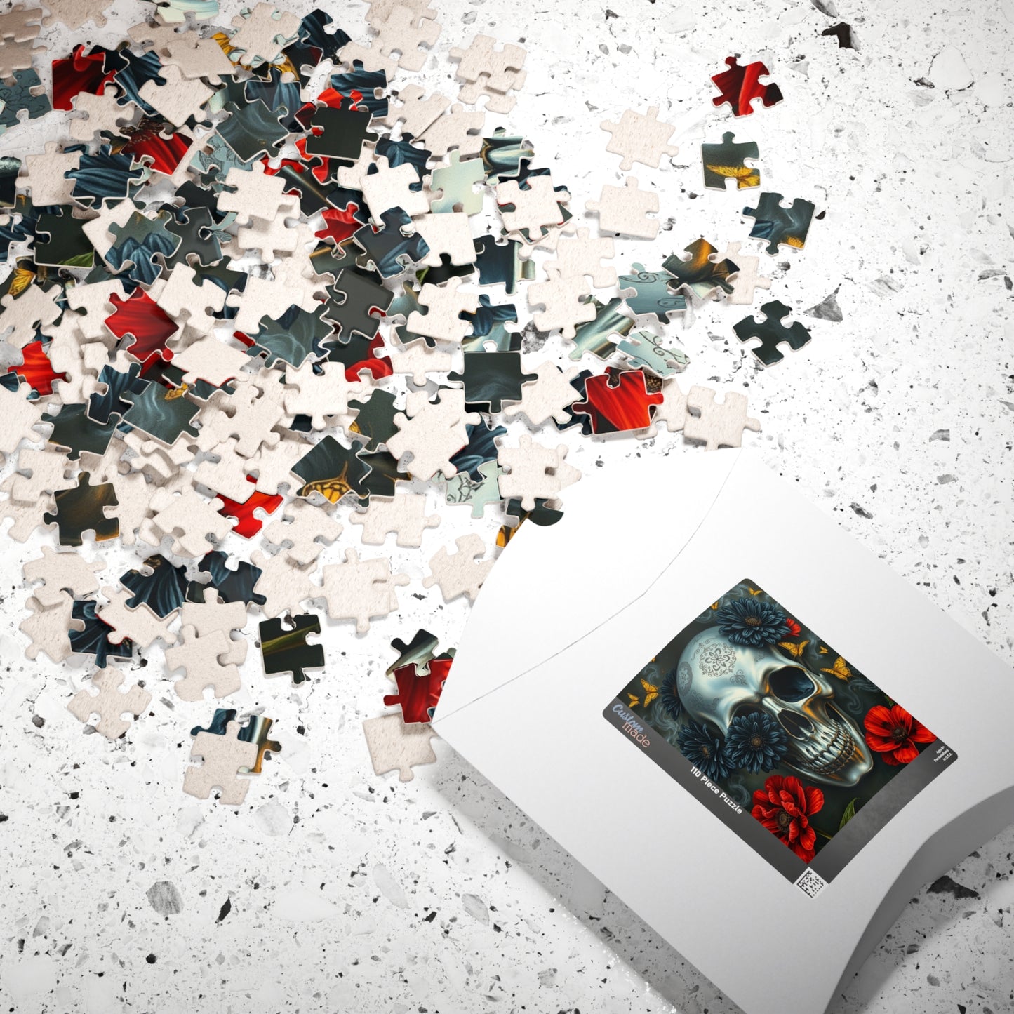 Gothic Skull Floral Puzzle | Artistic Day of the Dead Jigsaw Game for Adults, Gift for Puzzle Lovers Dark Art Enthusiasts, Unique Challenge Puzzle The Puzzle Chest