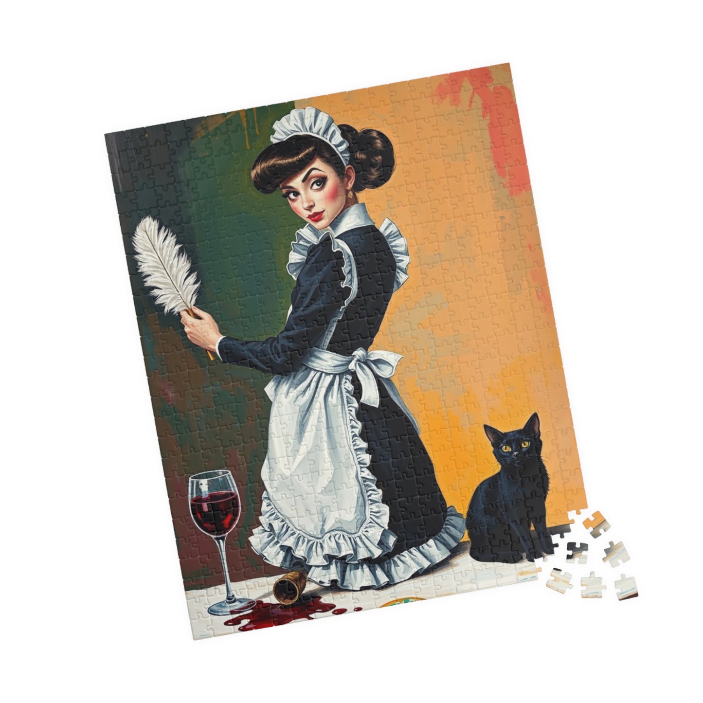 Vintage Maid Jigsaw Puzzle 110-1014 Piece | Retro Pop Art, Home Entertainment, Gift for Cat Lovers, Puzzle Night, Unique Collectible Puzzle The Puzzle Chest