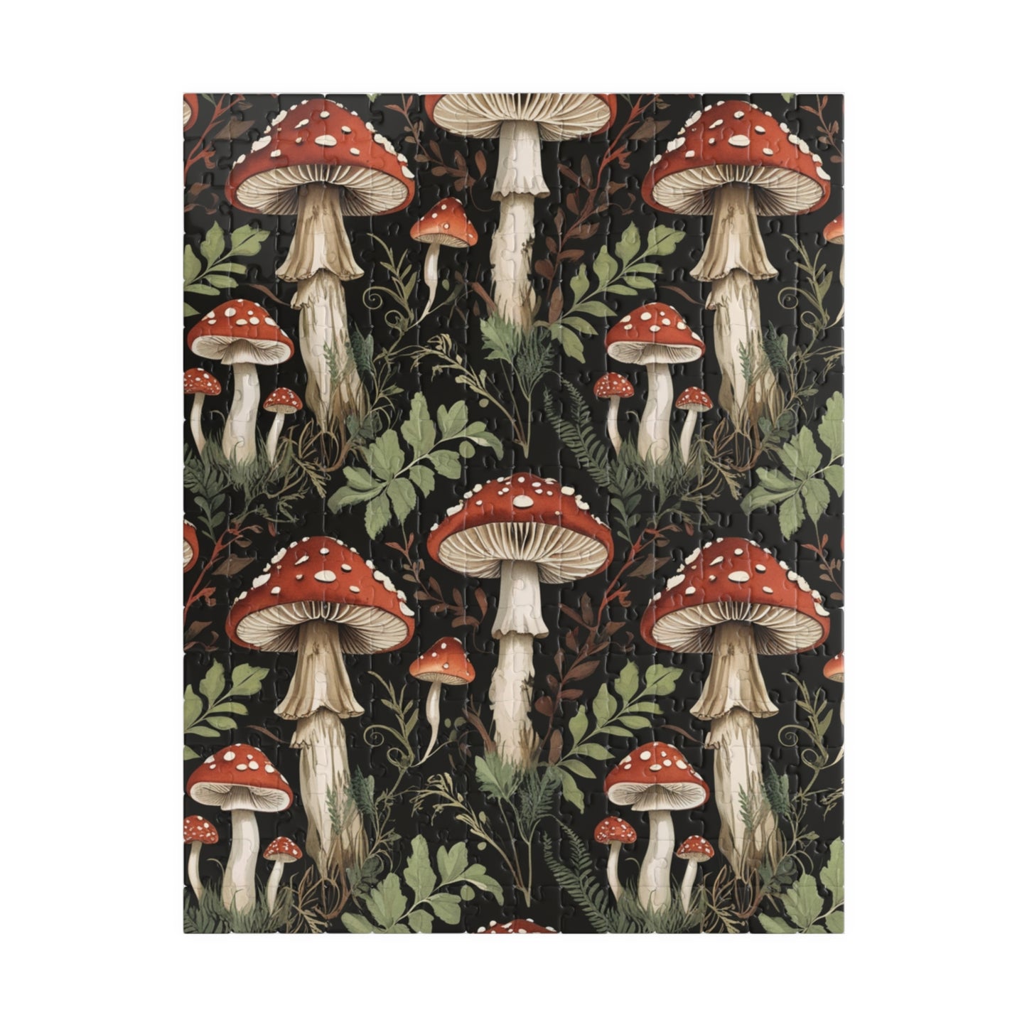 Vintage Mushroom Collage Jigsaw Puzzle, Nature Inspired Toadstool Art, Fun Fungi Game for Family Bonding, Puzzle Lover Best Unique Gift 252 pcs (Vertical) Puzzle The Puzzle Chest