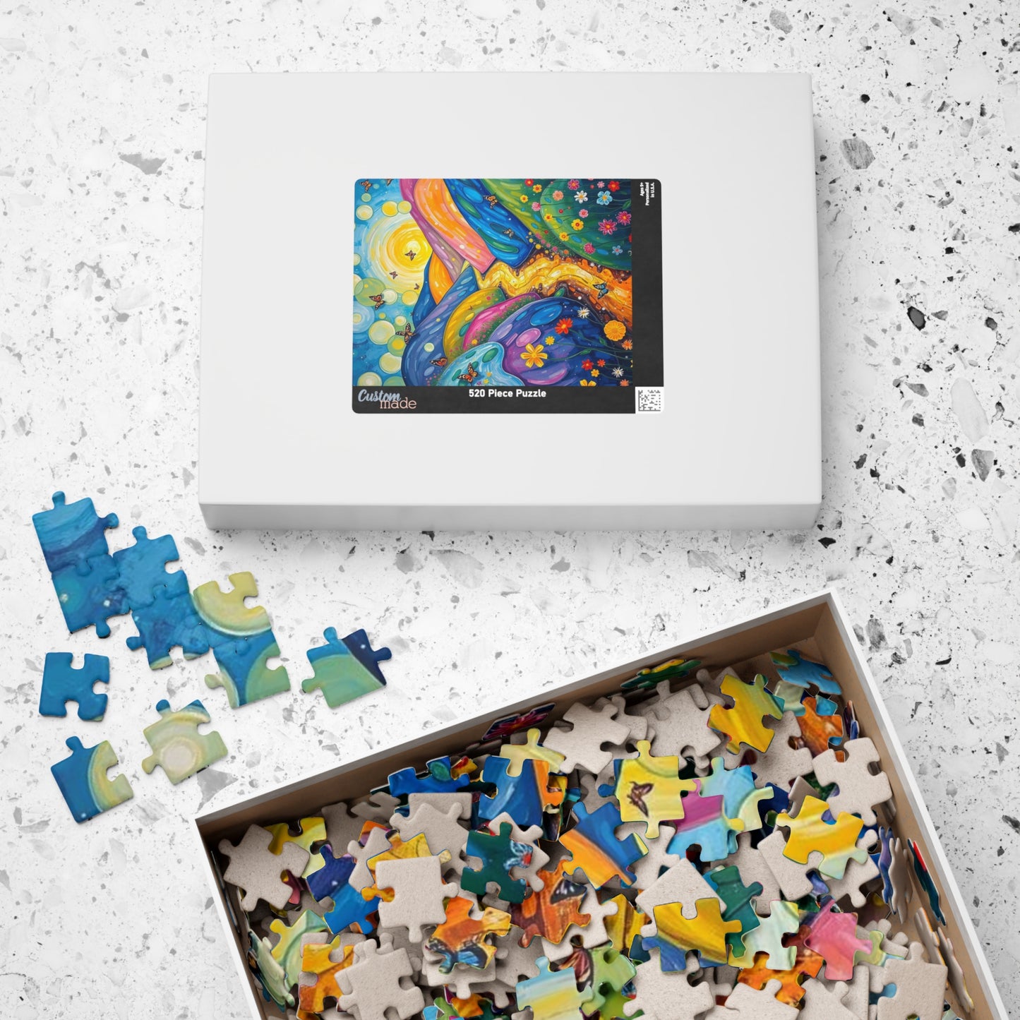 Sugar Sky Dance - River Through Candy Hill Jigsaw Puzzle Collection, Beautiful Nature Puzzle, Colorful Landscape Art, Puzzle Lover Gift, Family Fun, 110/252/520/1014 The Puzzle Chest