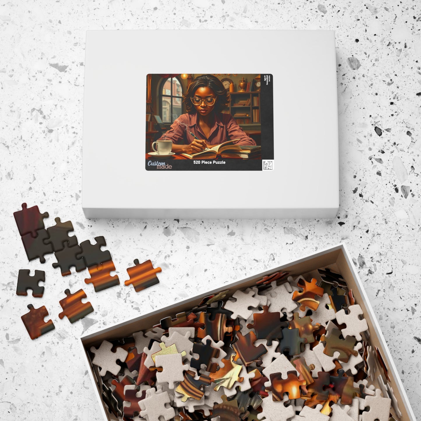 African American Woman Reading Jigsaw Puzzle, Black Art Afrocentric Puzzle Lover Gift for Bookworms, Friends, Family Fun, Mindful Home Entertainment Puzzle The Puzzle Chest