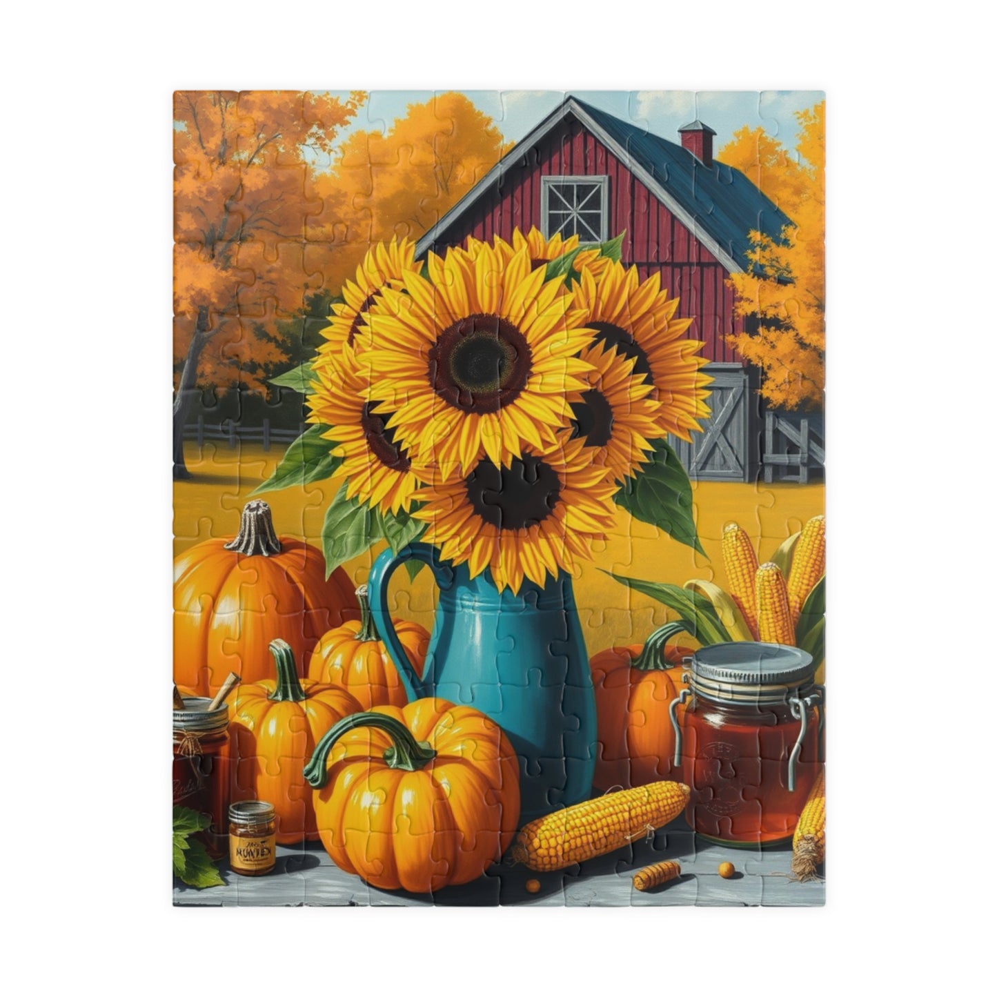 Golden Harvest Glow Sunflower Jigsaw Puzzle, Country Farm Scene for Adults and Families, Autumn Activity, Gift for Puzzle Lovers 110 pcs (Vertical) Puzzle The Puzzle Chest