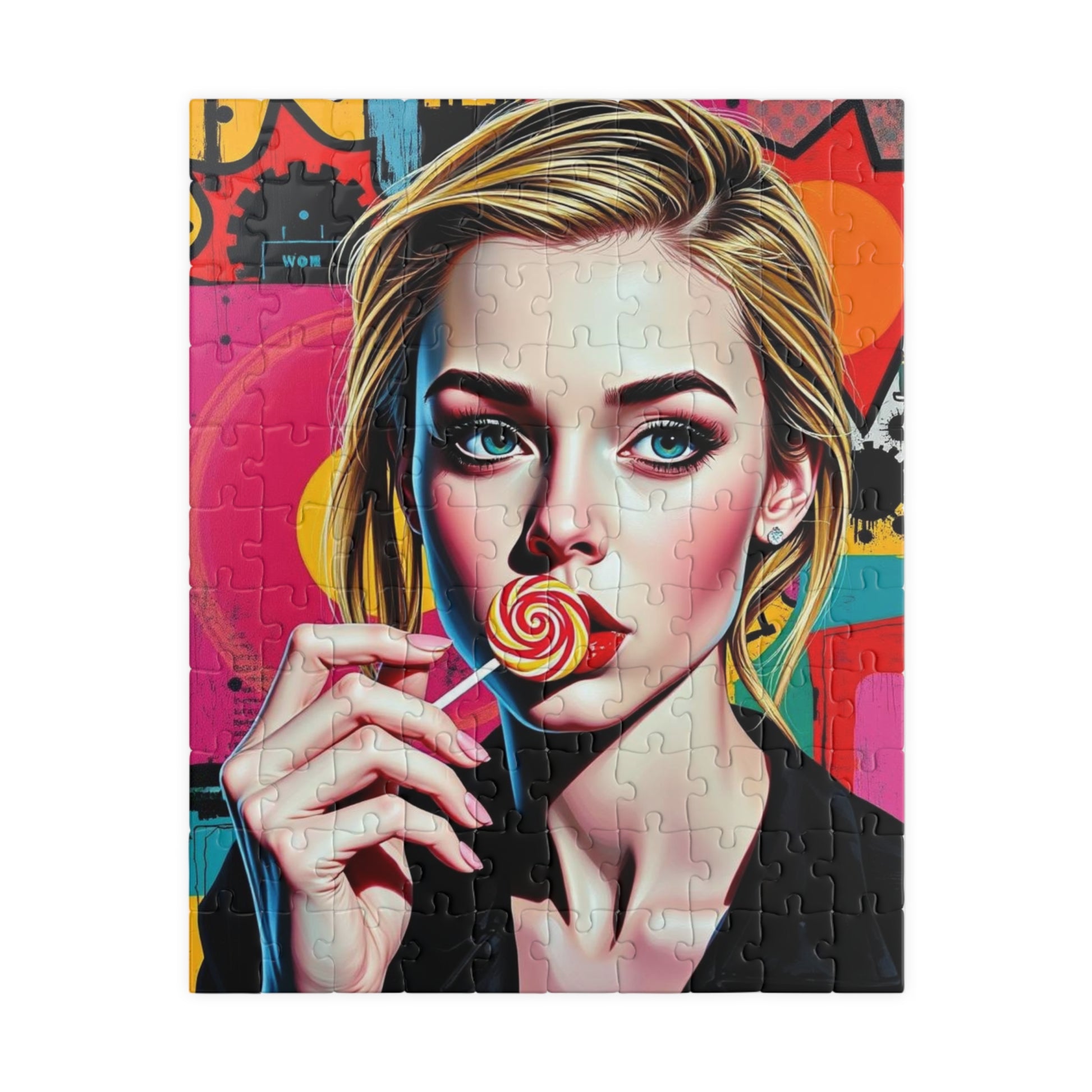 Colorful Pop Art Puzzle - Engaging Woman Portrait Jigsaw for Art Lovers, Family Game Night, Unique Gifts, Home Entertainment, Stress Relief 110 pcs (Vertical) Puzzle The Puzzle Chest