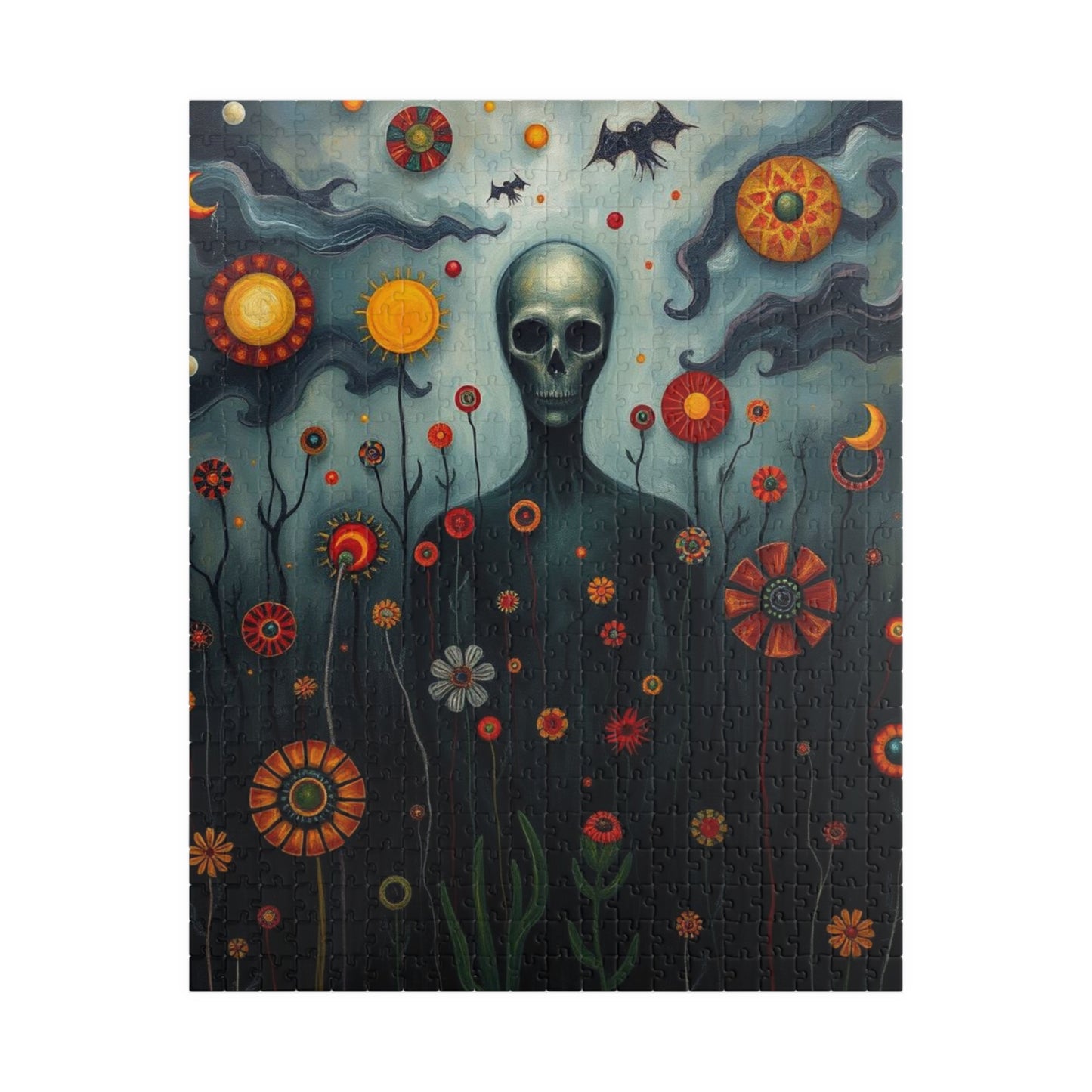 Mystical Skull Puzzle, Unique Art Puzzle, 110, 252, 520, 1014-piece, Home Entertainment, Gift for Puzzle Lovers, Halloween Decor 520 pcs (Vertical) Puzzle The Puzzle Chest
